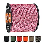 WEREWOLVES 650lb Paracord/Parachute Cord - 9 Strand Paracord Rope - 100\', 200\' Spools of Parachute Cord, Type III Paracord for Camping, Survival (Pink-Grey camo, 100 Feet)