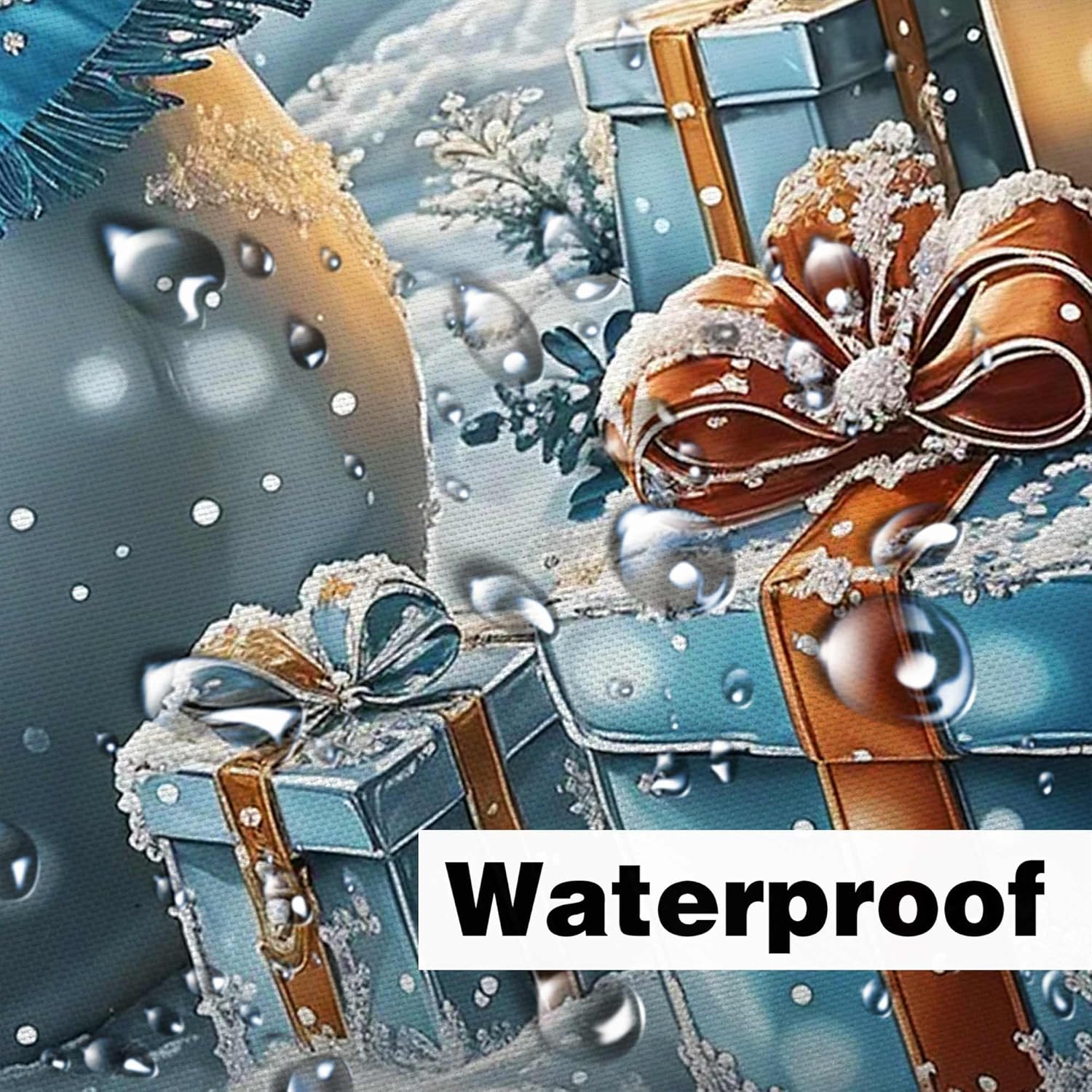 Christmas Snowman Shower Curtain, Blue Winter Snowflake Pine Tree Forest Rustic Xmas Bathroom Curtain, Farmhouse Holiday Home Decorations Shower Curtain Sets with Hooks, 70X85IN