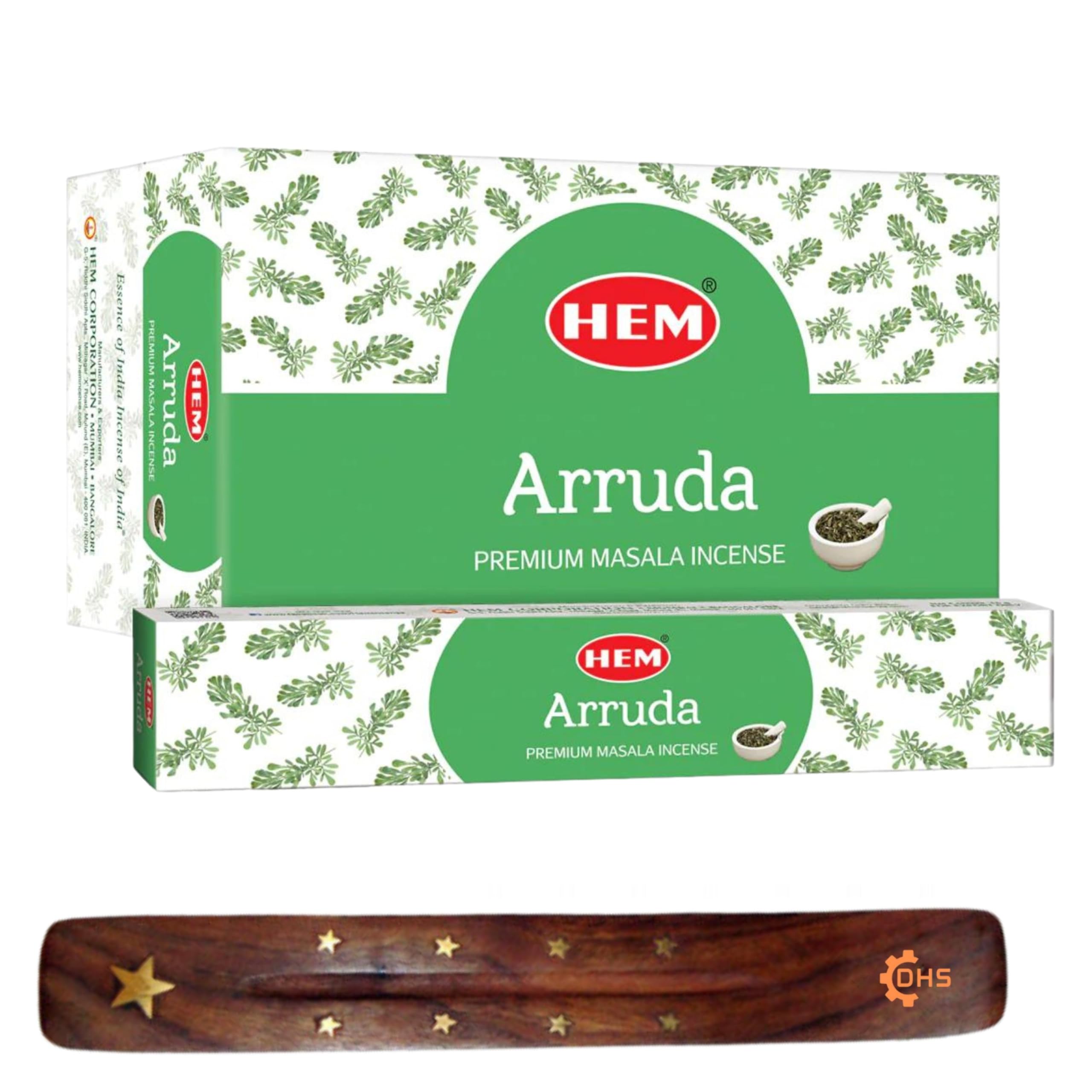 Dhs Black Hem Arruda Premium Incense Sticks, Full Pack Of 12, Each 15 Gms With Incense Stick Holder For Yoga, Meditation, Healing, Spirituality, Aromatherapy, Incense Spa And Relaxation…