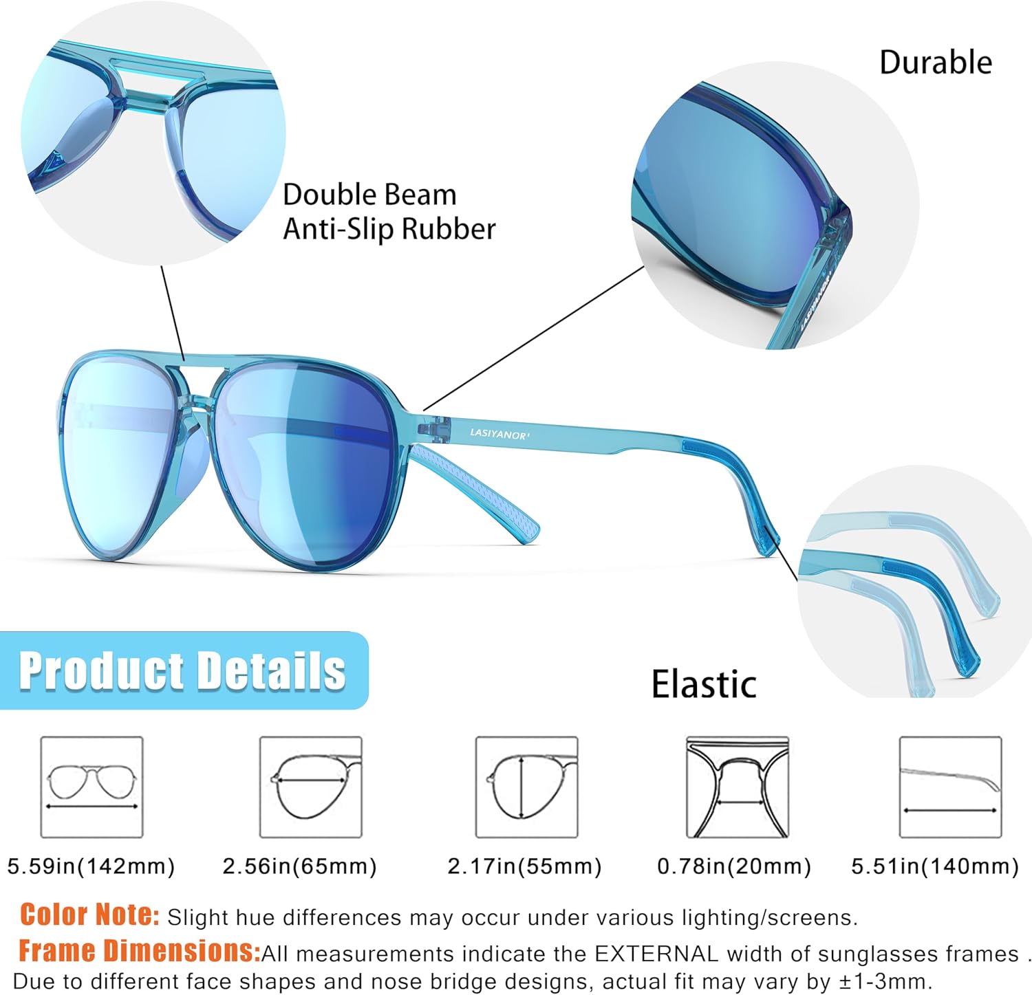 Lightweight TAC Polarized Tinted Classic Vintage Retro 70s Sunglasses, TR-90 Frame for Women Men, UV 400 Protection - Image 3