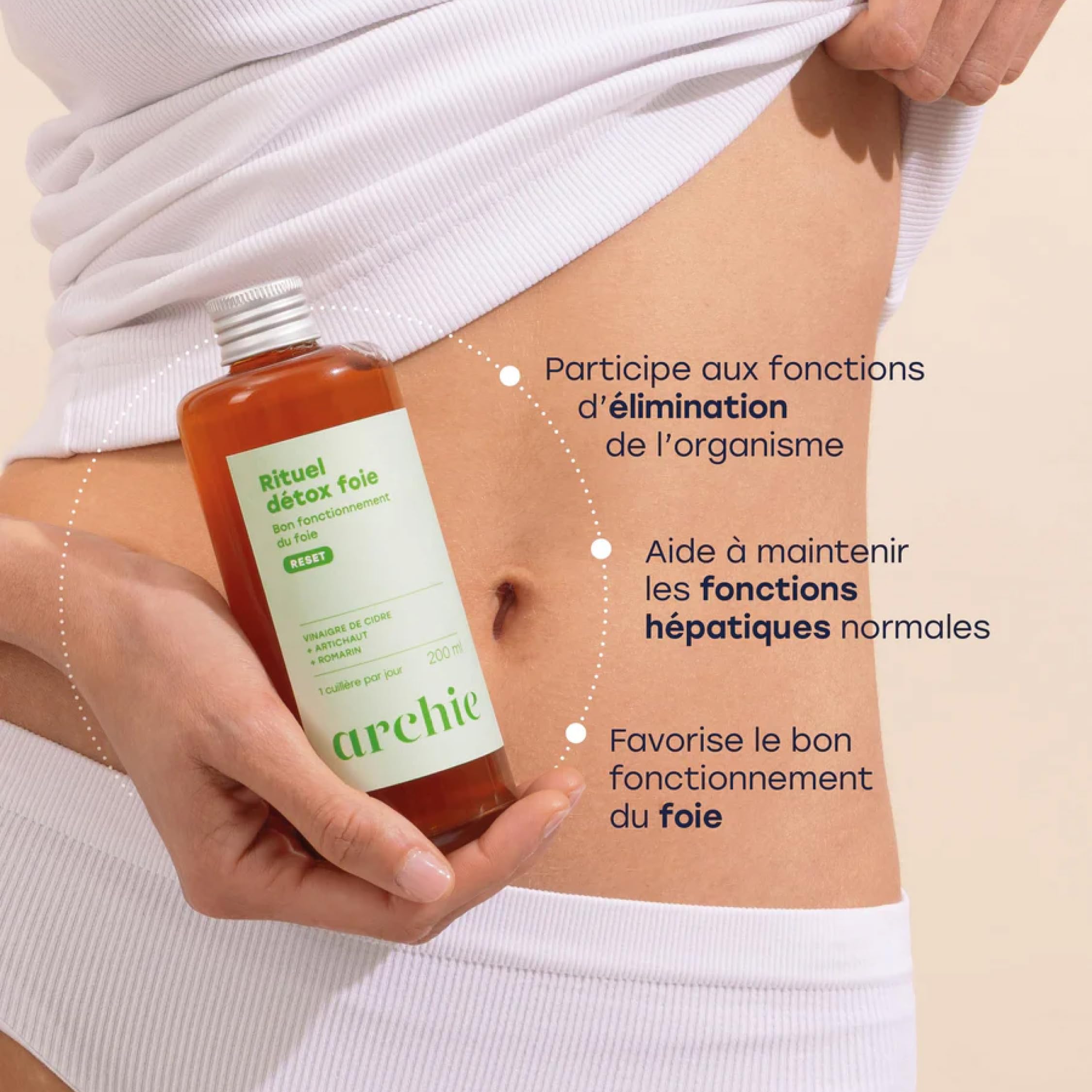 Archie, Rituel Detox Foie, Artichaut, Romarin, Vinaigre de cidre - Bon fonctionnement du foie. Bio & Naturel. Made in France.