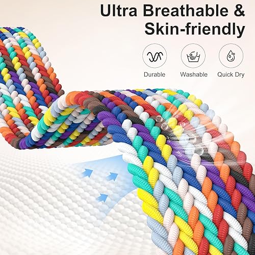 Vista 44 de Maledan Banda elástica trenzada compatible con Fitbit Sense/Versa 3/4 y Sense 2, correa elástica suave para reloj inteligente, accesorio