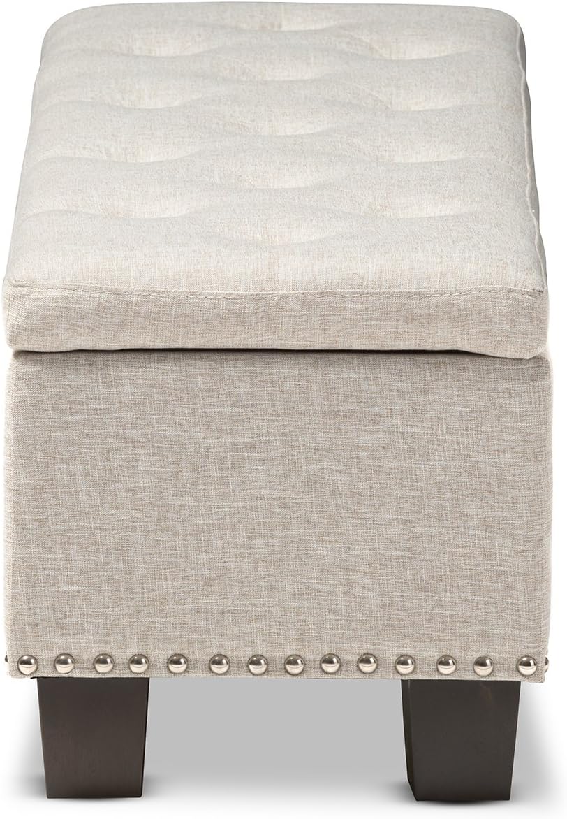 Baxton Studio Sandrine Modern and Contemporary Beige Fabric Upholstered Button-Tufting Storage Ottoman Bench