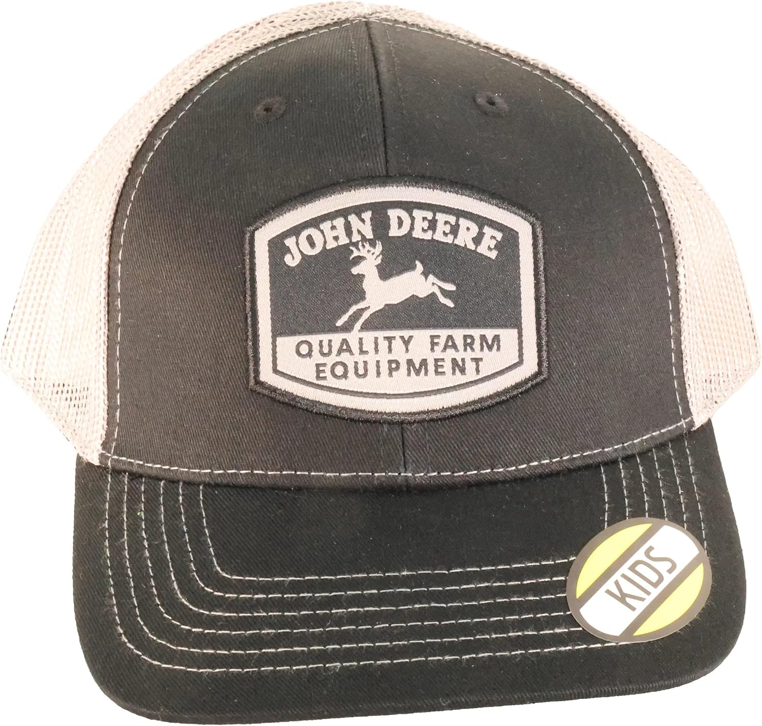 John Deere Youth Black and Charcoal Baseball Cap Hat with Vintage Logo