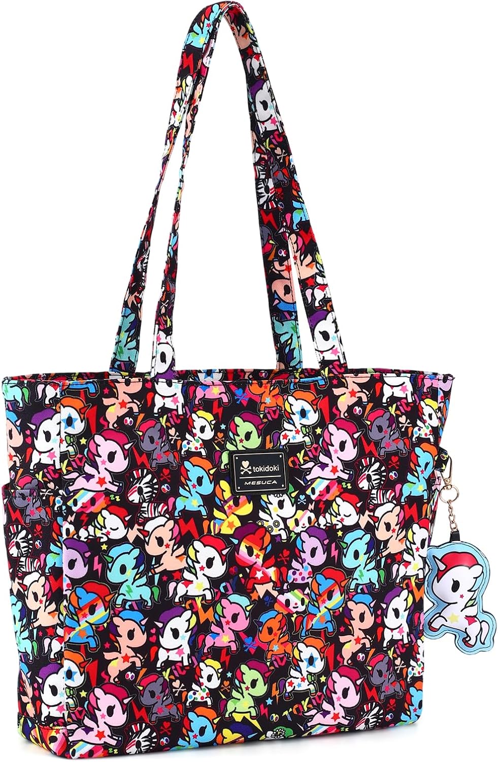 tokidoki Unicorno Foldable Tote Bag for Women, Canvas Tote Bags with Doll Portable Shoulder Handbag for school Work Travel