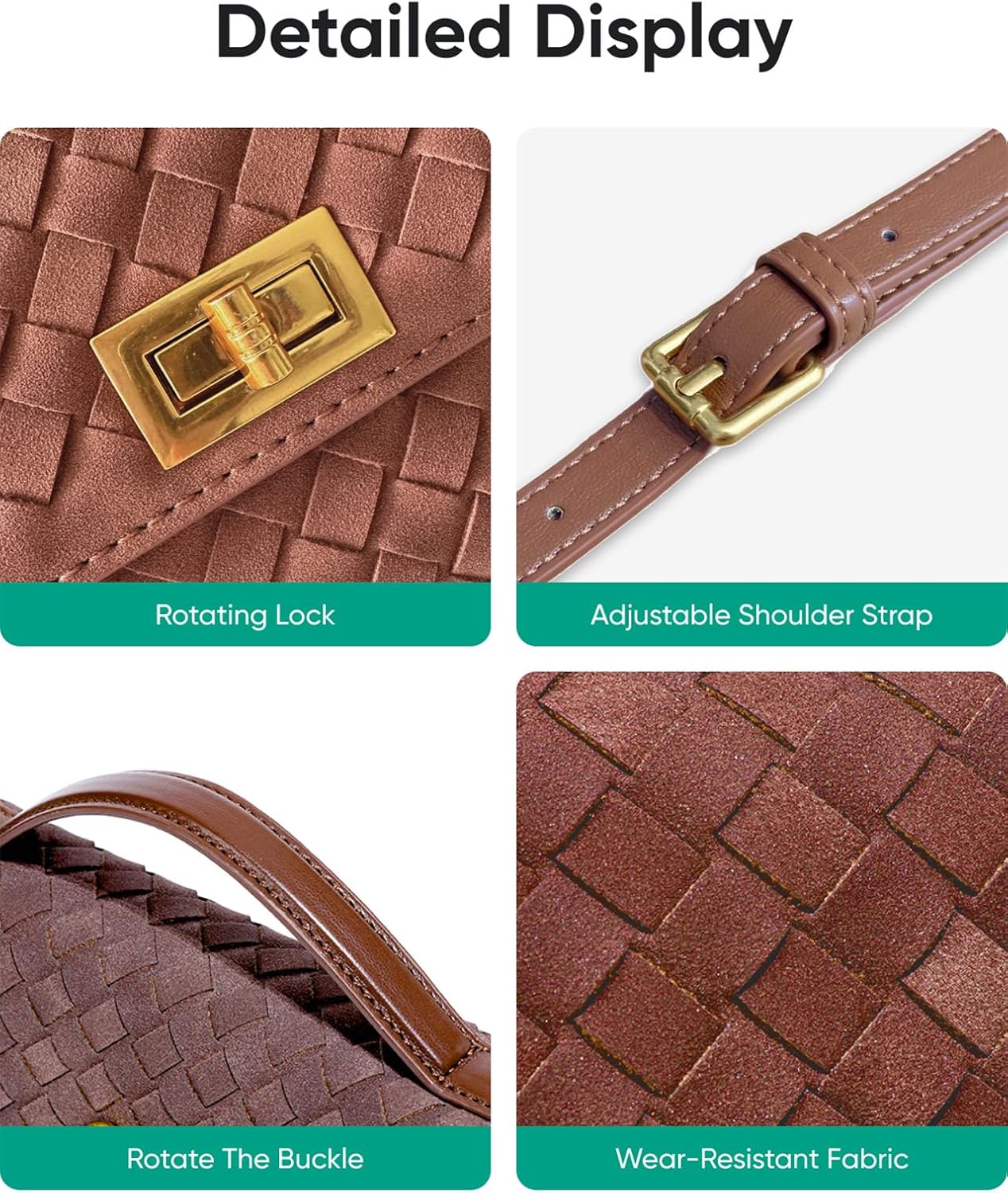 Stylish Woven Suede Handbag for Women - Trendy Evening Shoulder Bag & Casual Clutch Purse | Woven Suede - Image 4