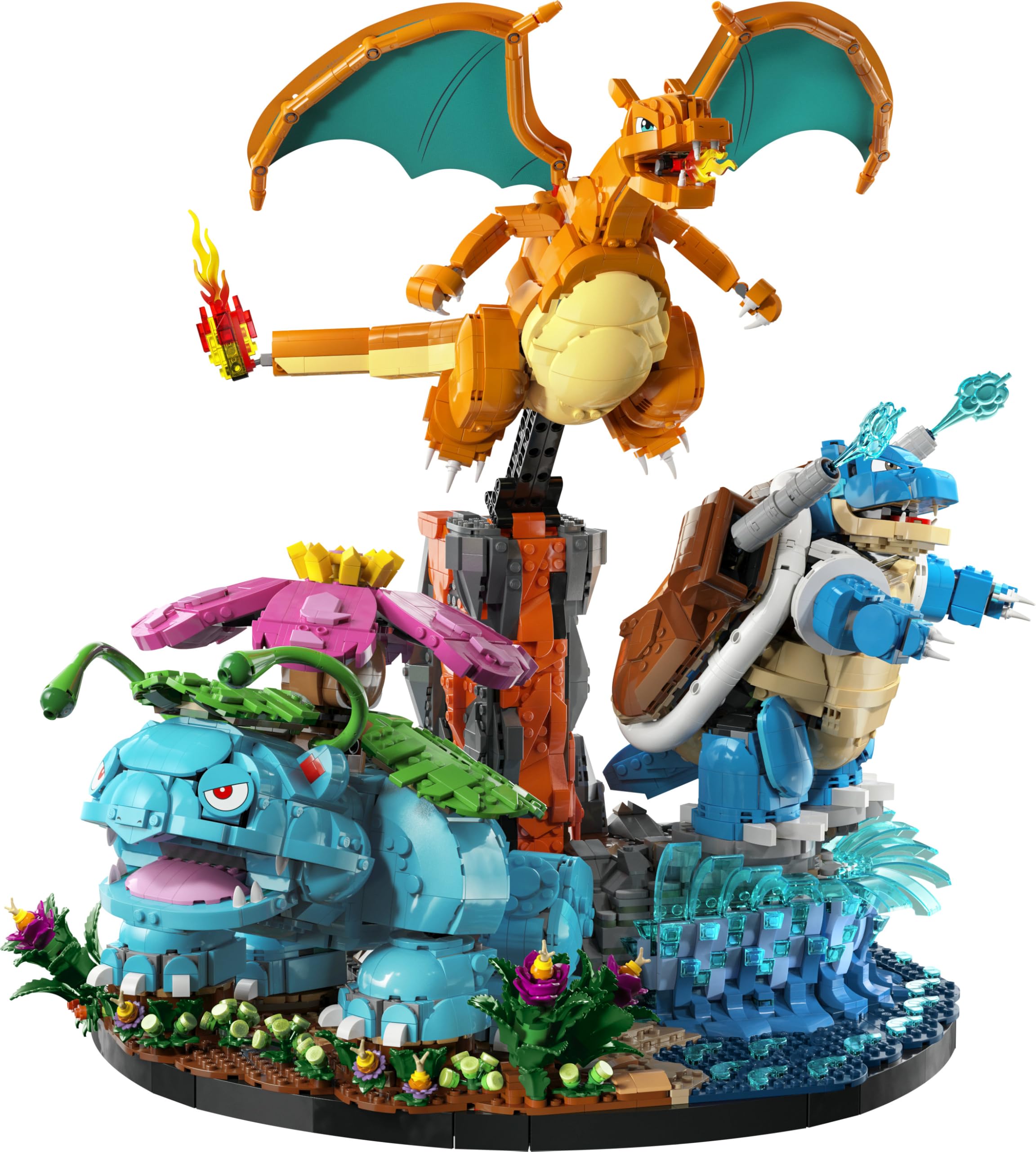 LEGO Pokémon Venusaur, Charizard e Blastoise - Kit di Modellismo 3D per Adulti - 3 Action Figure di Anime come Decorazione per la Camera o per la Scrivania - Idea Regalo da Collezione per Fan - 72153