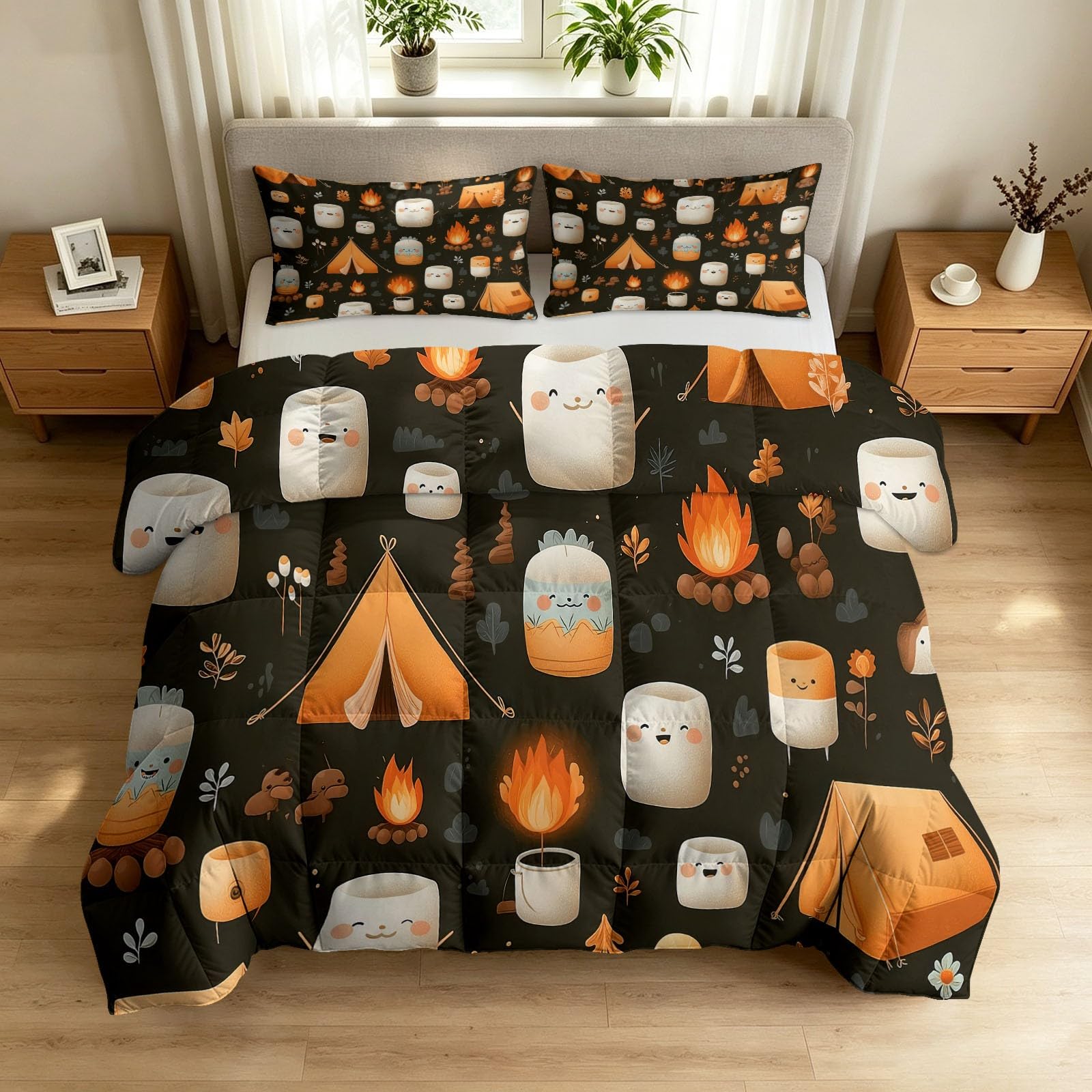 Couette camping tente et lit double : l'édredon guimauve 4 saisons