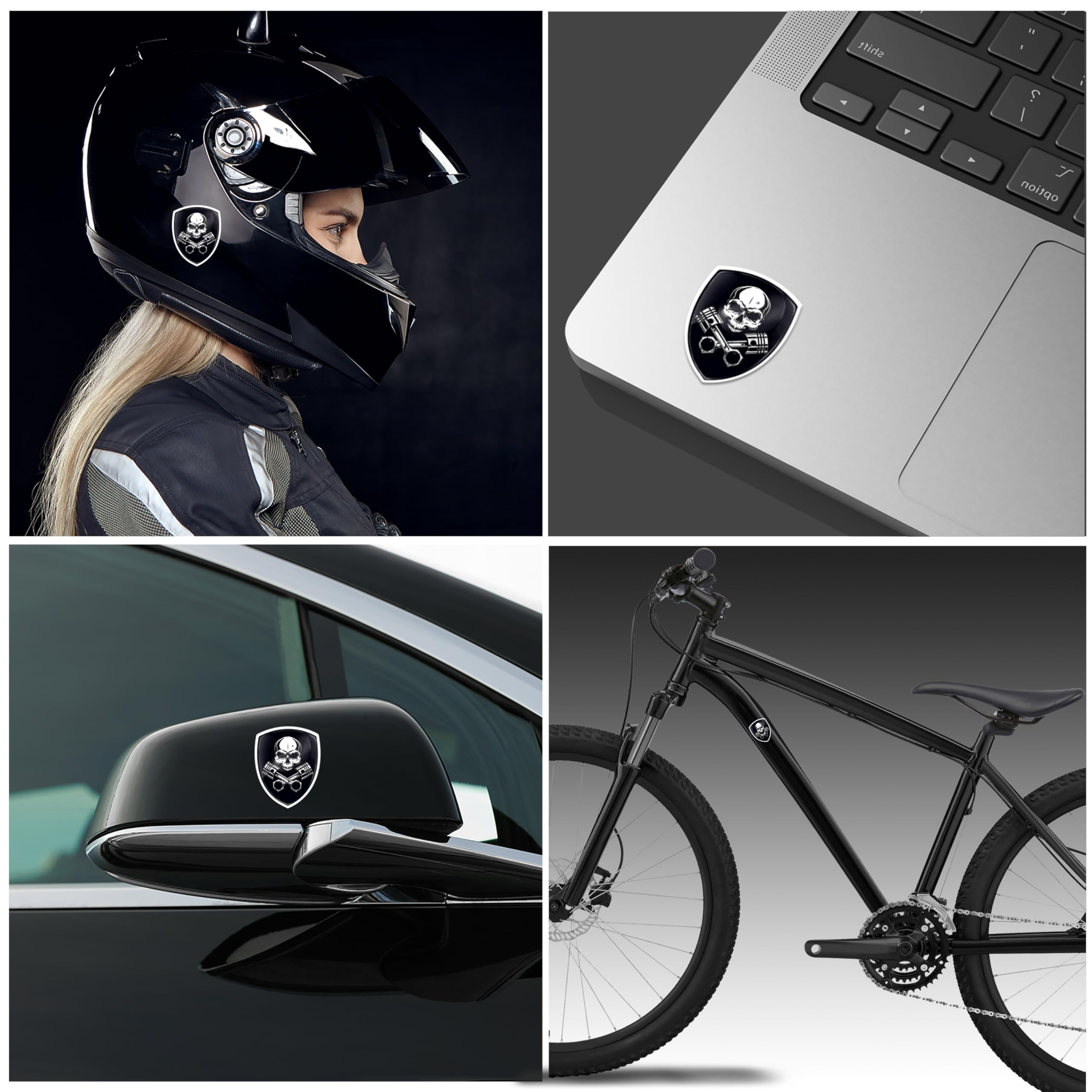 Biomar Labs 2 x naklejka żelowa 3D silikonowa czaszka trupia czaszka Moto rower motocykl motocykl kask naklejki na okno telefon laptop komputer tablet drzwi KS 105