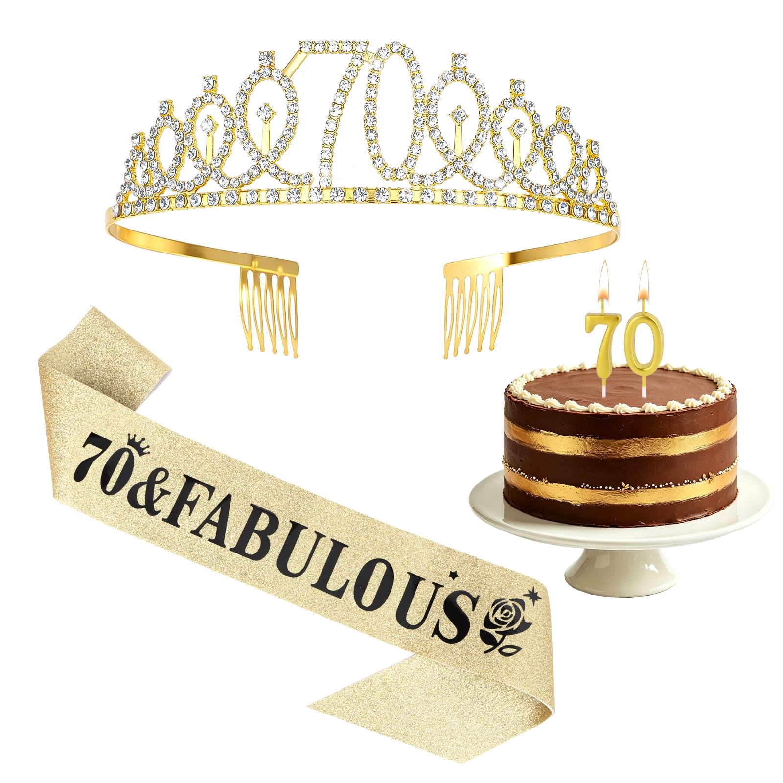 60th Birthday Sash & Tiara - Gold Crown '60 & Fabulous' -23