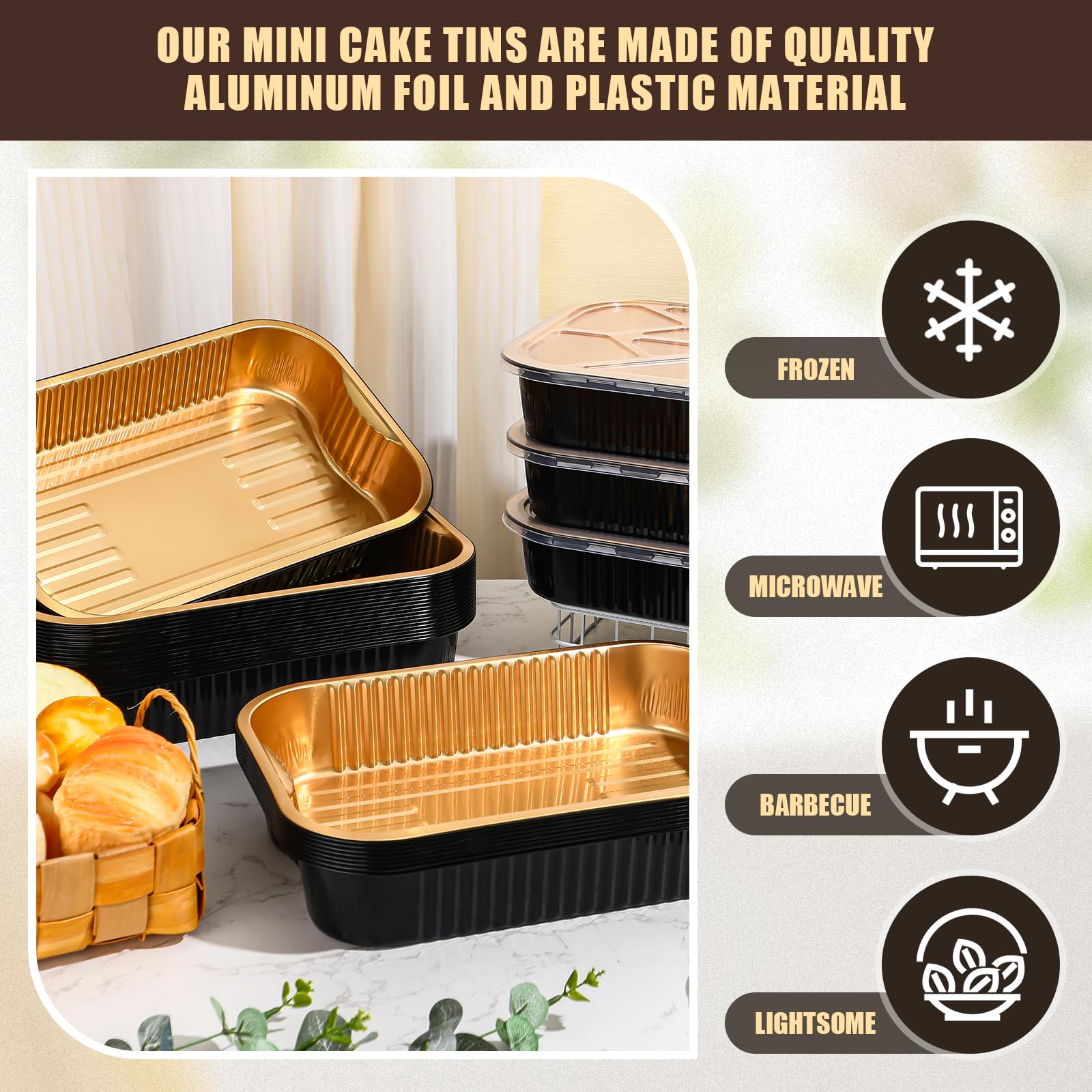 Baderke Aluminum Foil Pans with Lids - 30 Pack -3 Baderke Aluminum Foil Pans with Lids - 30 Pack -3