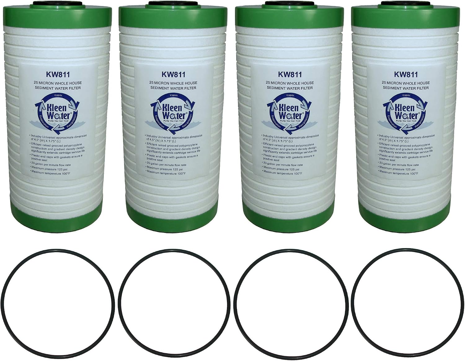 KleenWater KW811 Replacement Water Filter Compatible With AO Smith AO-WH-PREL, Whirlpool WHKF-GD25BB, Set of 4