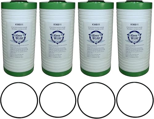 KleenWater KW811 - Filtro de agua de repuesto compatible con AO Smith AO-WH-PREL, Whirlpool WHKF-GD25BB, juego de 4