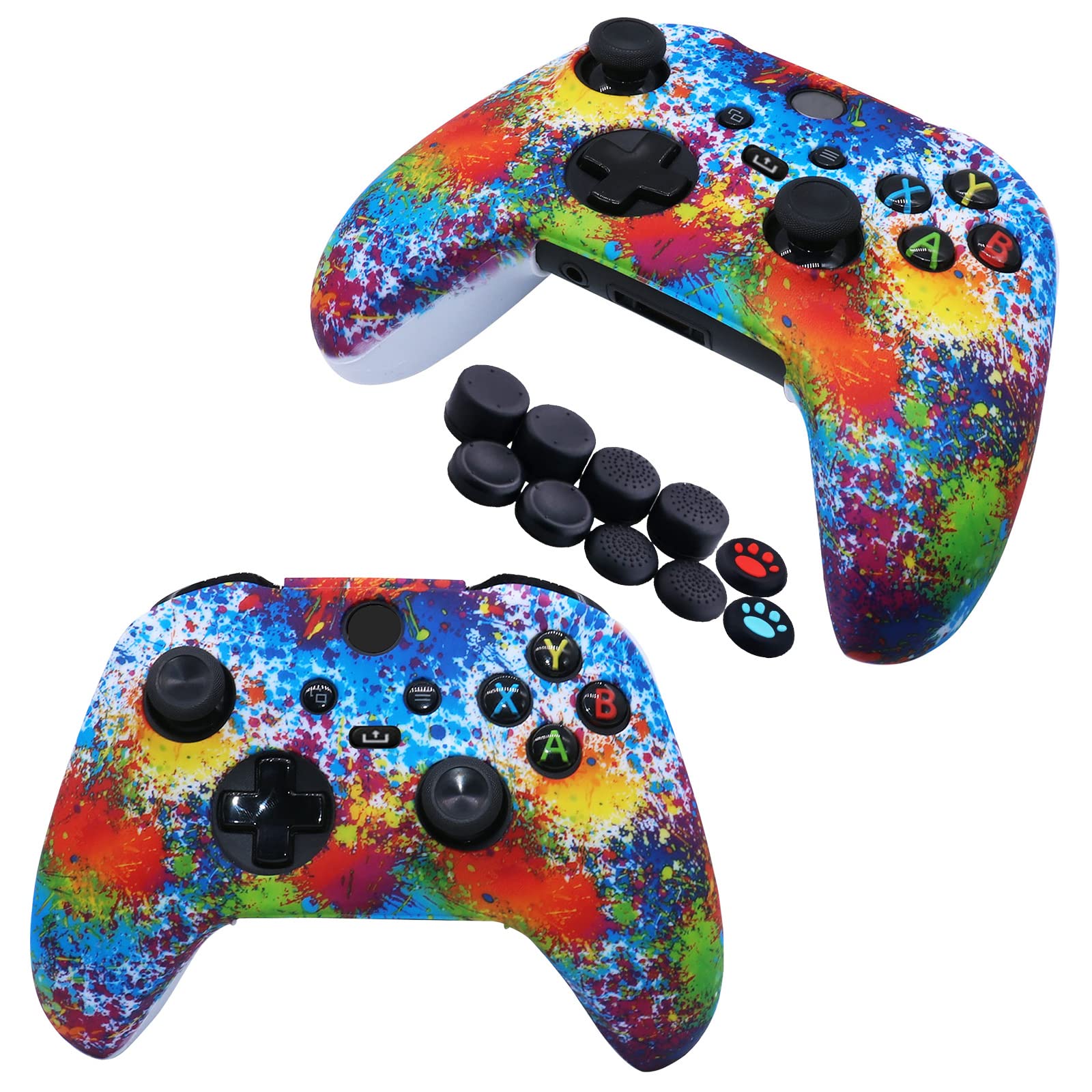 Jusy do kontrolera Xbox Series X/S, miękkie silikonowe etui, odporne na pot, antypoślizgowe etui, zestaw akcesoriów ochronnych, pyłoszczelna skórka do Xbox Series X/S, z 10 uchwytami na kciuki