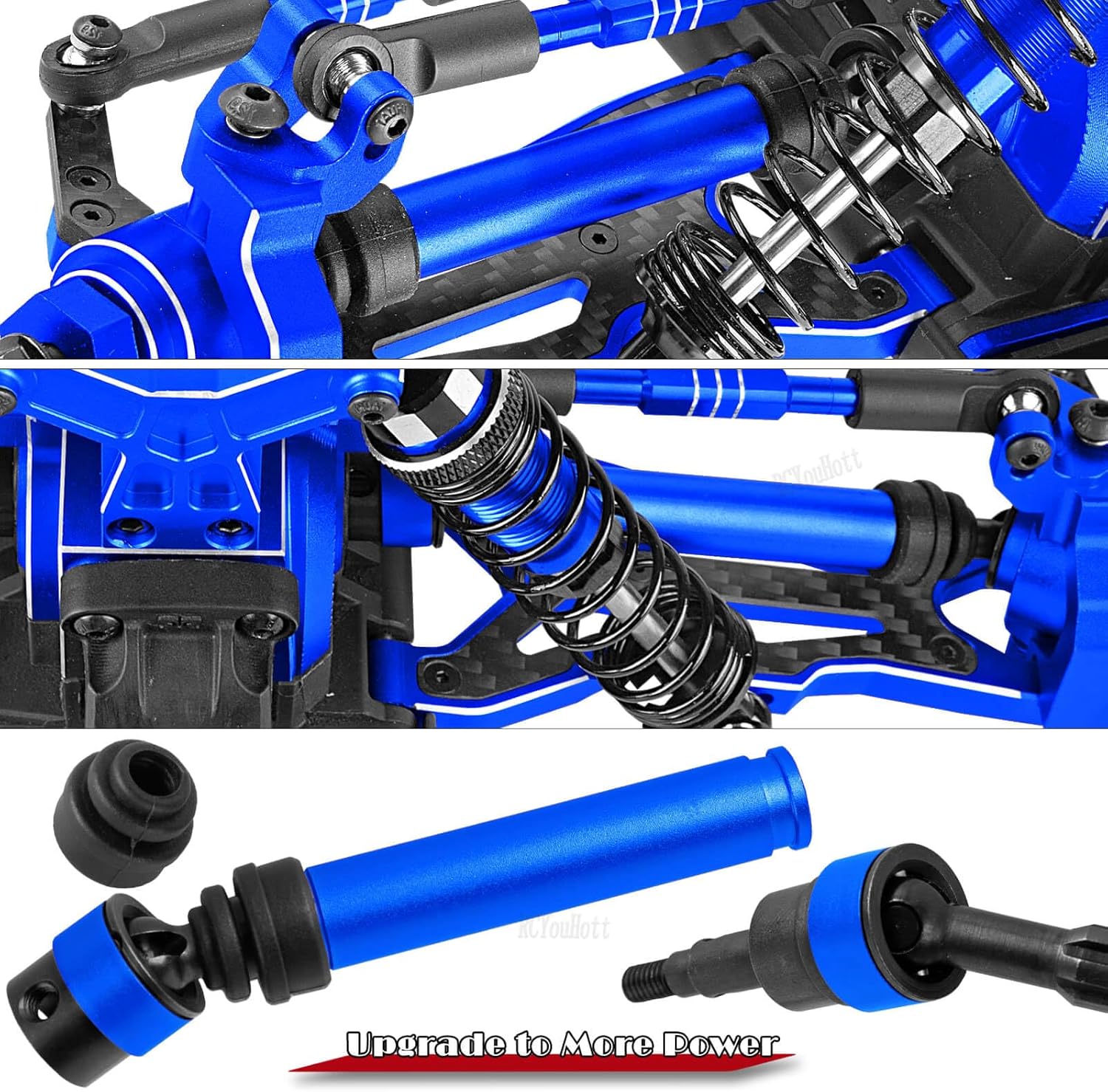 RC Suspension A Arms/Steering Blocks/Hub Stub Axle Carriers/CVD Drive Shaft Axles Driveshaft/RC Shocks/Turnbuckles Camber Links Upgrade Parts for 1/10 Big Rock 4X4 V3 3S BLX,Navy Blue