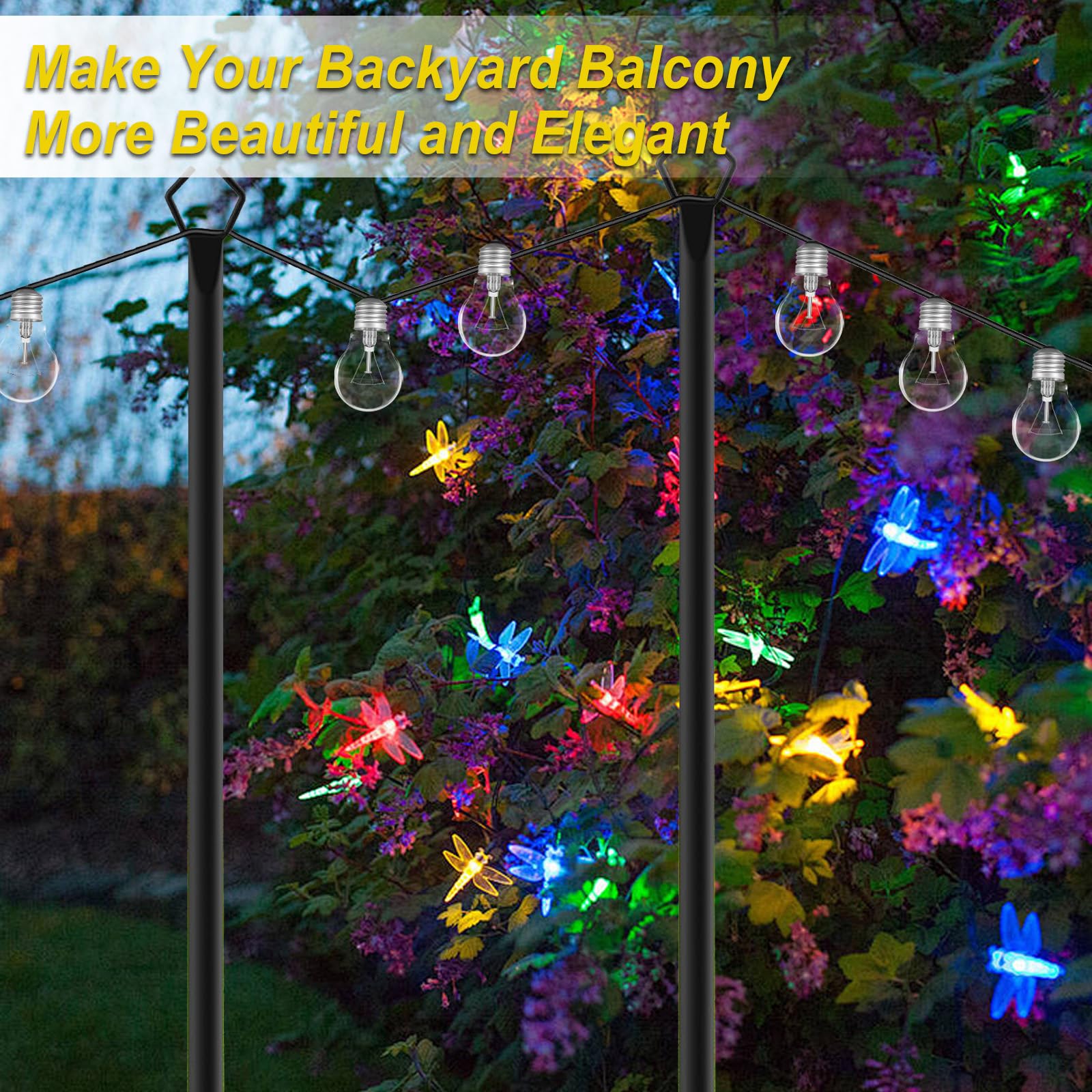 Lot de 2 guirlandes lumineuses en métal 10 pieds pour extérieur terrasse jardin