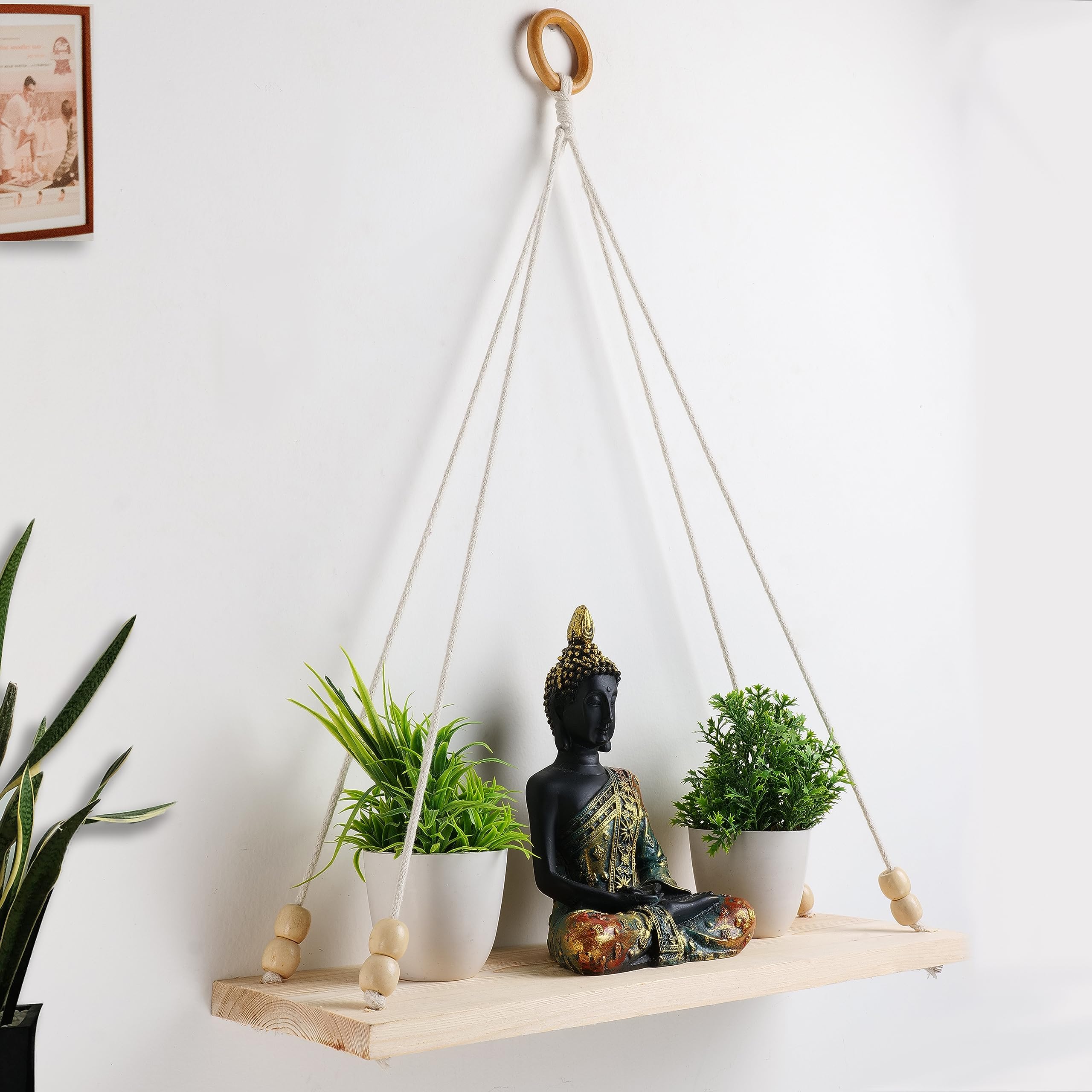 UHUD CRAFTS Hanging Shelves - Adjustable Rope Hanging Shelf, Wall ...