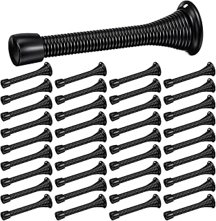 36 Pieces Spring Door Stopper with Rubber Bumper Flexible Spring Heavy Duty Wall Door Stop for Home Offices Schools (Matte Black)