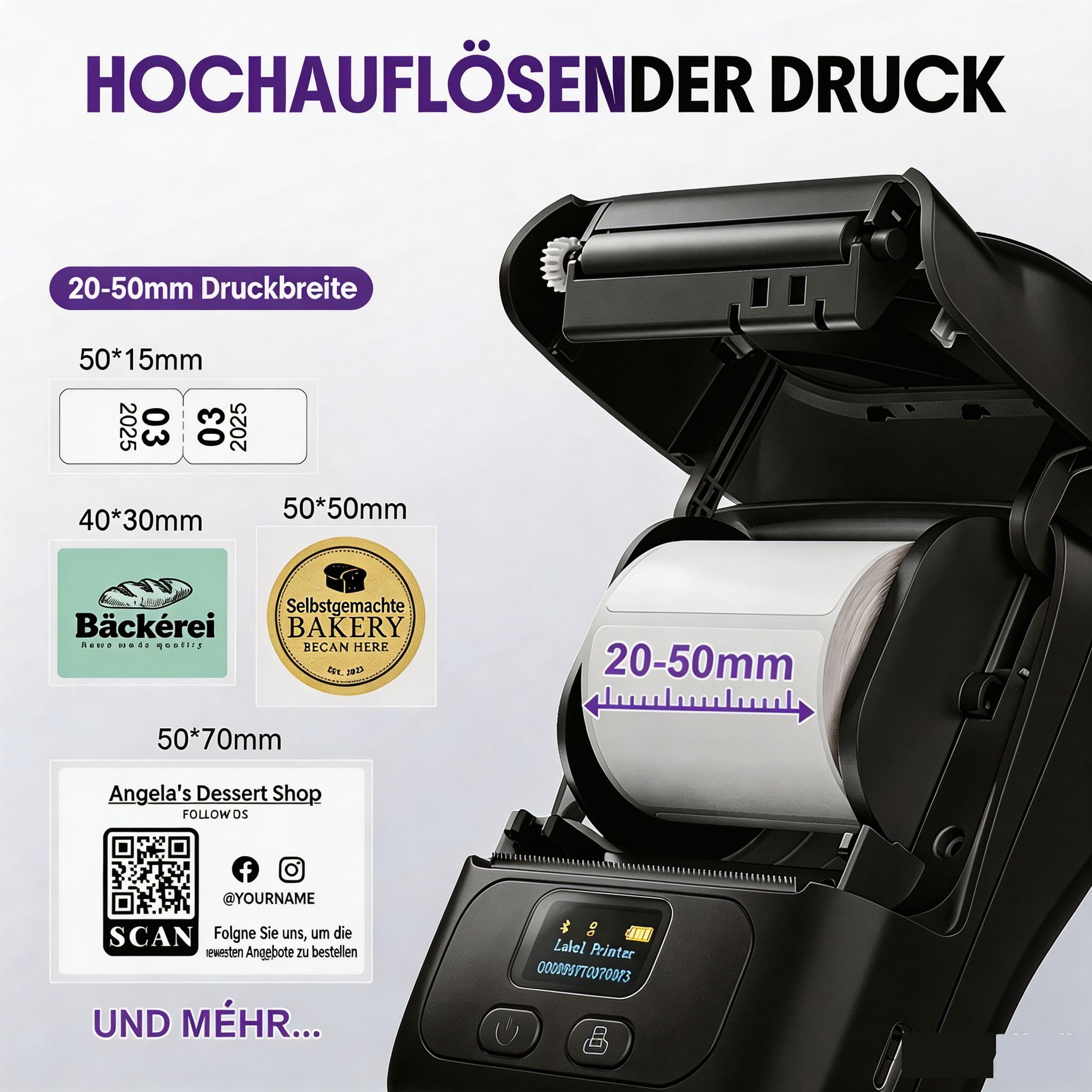 Phomemo M110 Étiqueteuse Autocollantes, imprimante Etiquette autocollante Bluetooth Thermique, Utilisé au Codes Barres et QR, Petite Entreprise, Magasin, Maison, Compatible avec Android et iOS - Noir