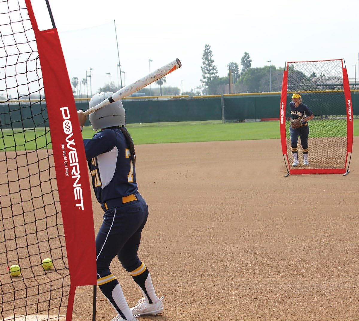 PowerNet Baseball Softball Practice Net 7x7 Bundle + I-Screen (1 Frame + 2 Nets) | Training Aid Equipment | Instant Pitcher Barrier from Line Drives Grounders | Front Toss | Hitting Fielding Drills : Sports & Outdoors