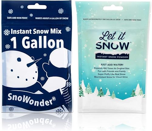 Miniatura 2 de Let it Snow and SnoWonder - Polvo de nieve instantáneo para slime y decoraciones navideñas, mezcla de nieve artificial que hace 10 galones de nieve