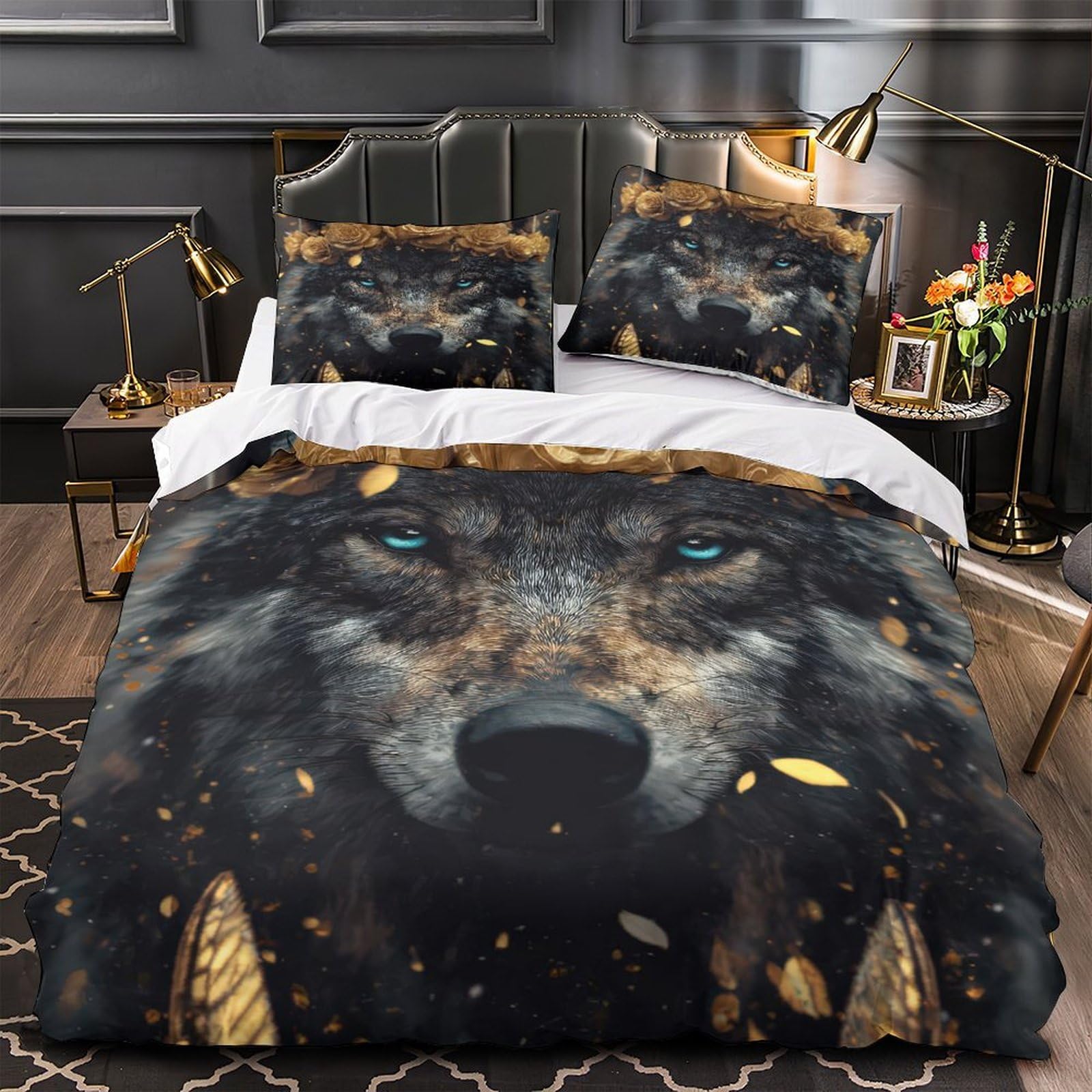 Parure housse de couette loup hypoallergénique contre les allergies
