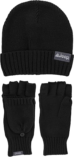 Miniatura 1 de Jeep unisex-adult Men's and Women's 2-piece Beanie and Convertible Gloves Set - Unisex One Size Fits Most