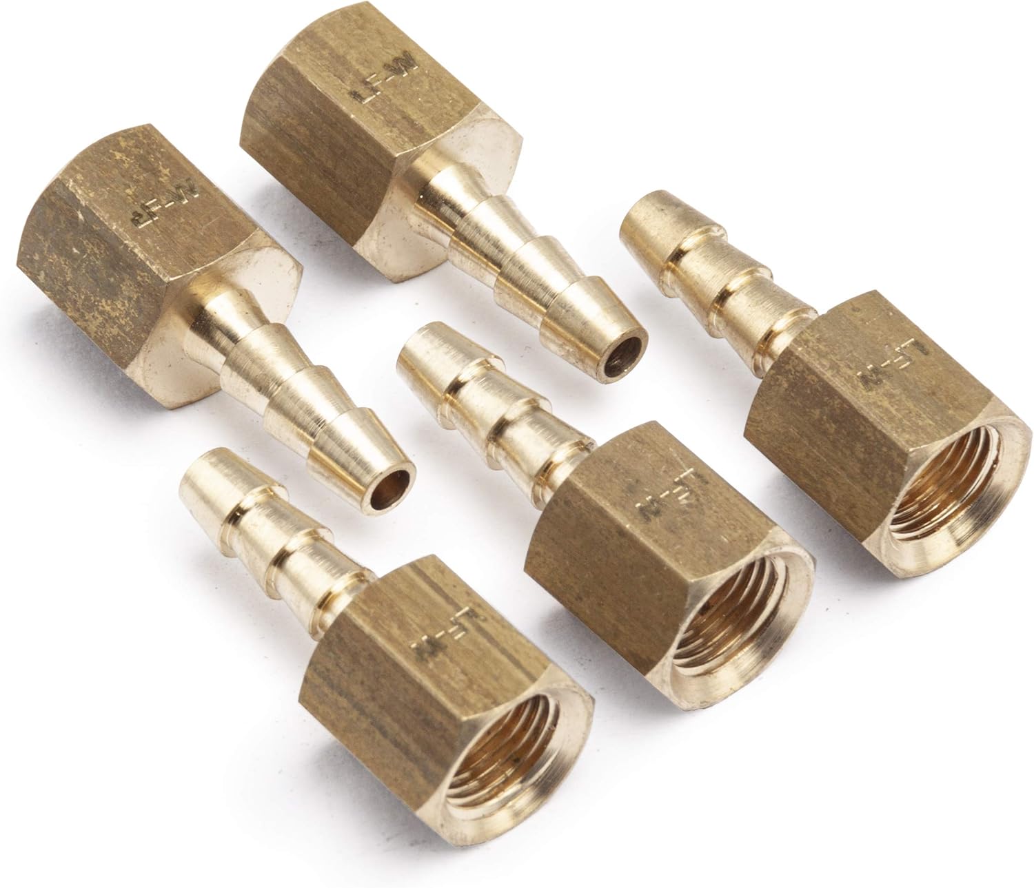 LTWFITTING No Lead Brass Fitting Coupler/Adapter 3/16" Hose Barb x 1/8" Female NPT Fuel Gas Water (Pack of 5)