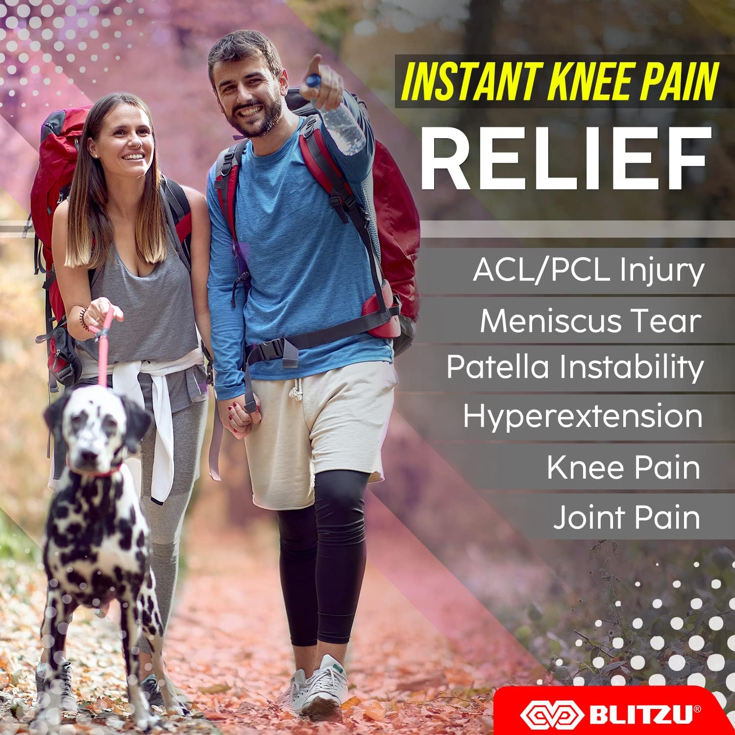 BLITZU Knee Brace, Knee Compression Sleeve Support with Patella Gel Pad & Stabilizers, Medical Grade Knee Protector for Running, Meniscus Tear, Arthritis, Joint Pain Relief, ACL, Injury Recovery.