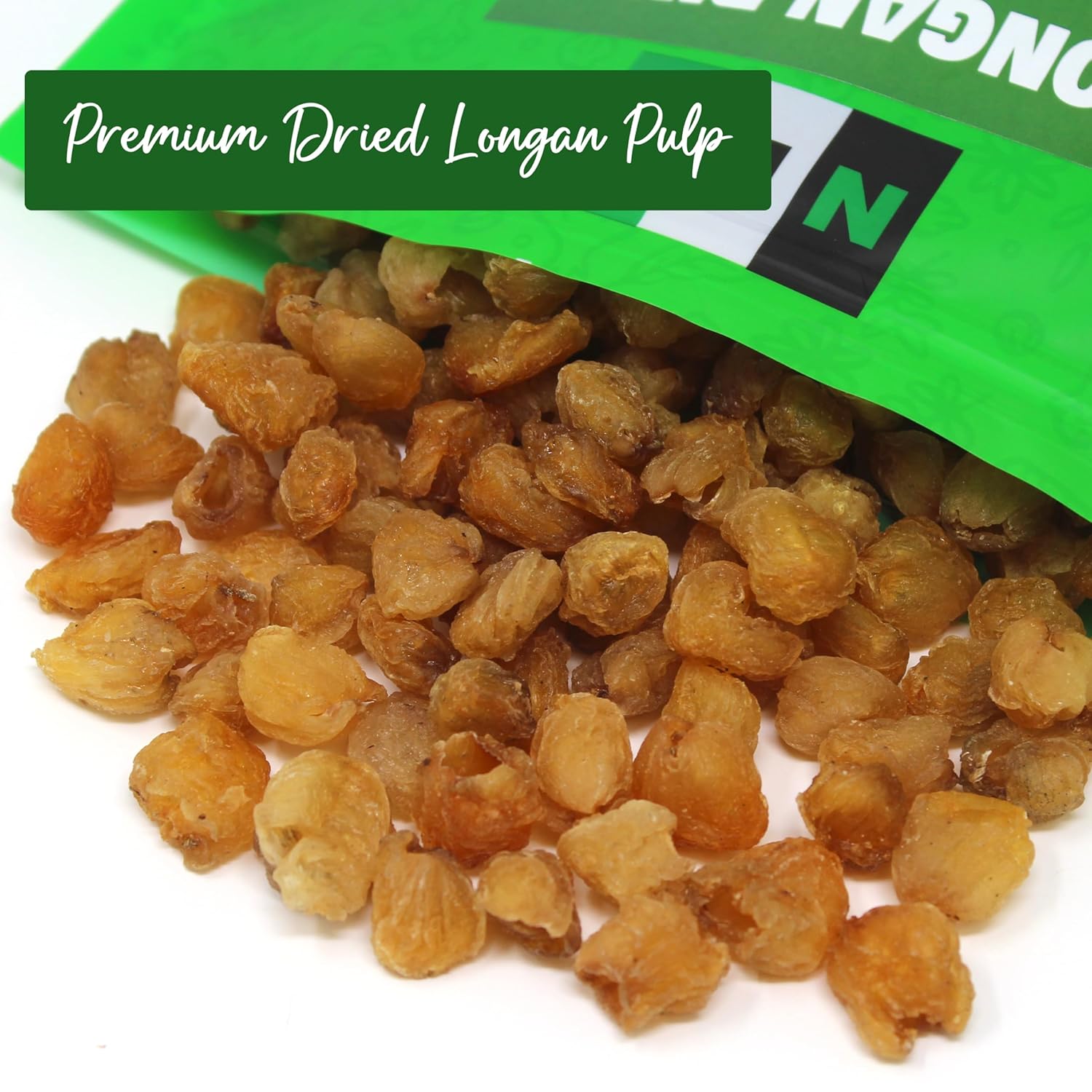 NPG Dried Longan Pulp 16 Oz, Meat Fruit, Gui Yuan, Lung Gan, No Additives, Edible, Perfect for Teas, Snacks, Desserts, Cooking, Premium Quality, Dragon Eye