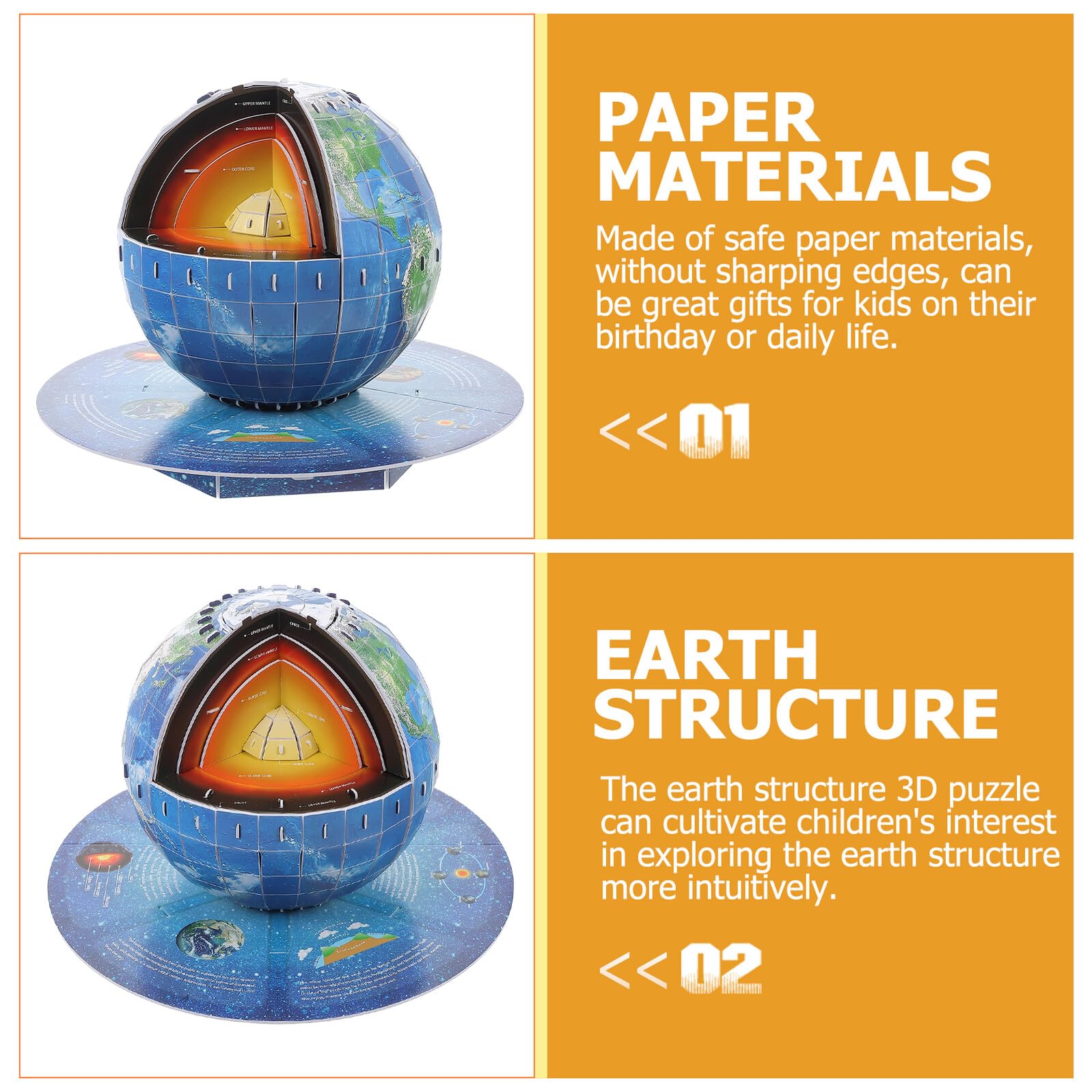 Puzzle 3D Structure Terre Globe DIY Éducatif 1 Set Papier Bleu | Activités Manuelles pour Filles 10 à 12 Ans, Décoration Maison, Anniversaire, Garçon et Filles, Garçons et Adolescentes