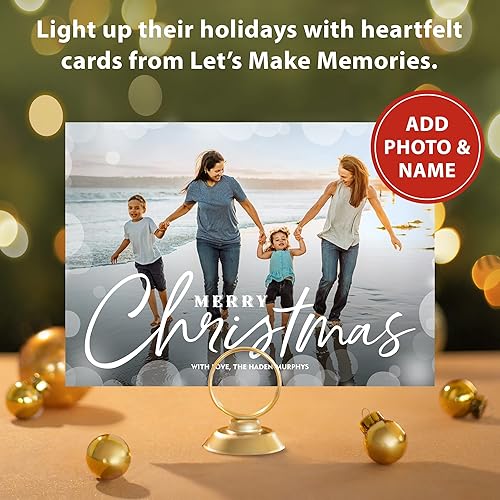 Miniatura 2 de Let's Make Memories Tarjeta fotográfica navideña personalizada Bokeh Shimmer de 5 x 7 pulgadas de alta calidad (tarjetas de Navidad y sobres