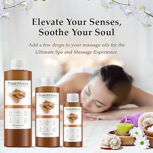 Miniatura 6 de Aceite aromático de Sandalwood Mysore, 8 onzas líquidas. Aceite perfumado para hacer jabón, velas, bombas de baño, mantequillas corporales. Se