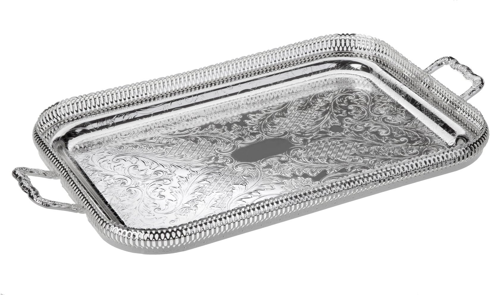 Queen Anne Tray 20" Oblong Tarnish Resistant Silver Plated Tableware