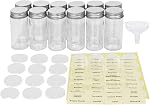 Simple Houseware Spice Jars 12 Pack-3oz Bouteilles rondes en verre avec étiquettes 3 Ounce, avec shaker Lids, entonnoir et étiquettes pour l'assaisonnement & Stockage