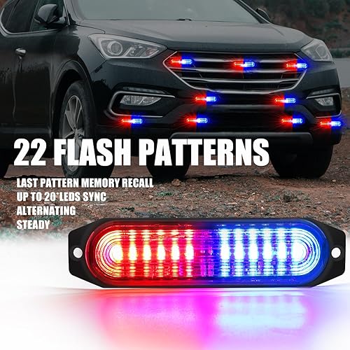 Miniatura 2 de WEILONG 10 luces estroboscópicas LED rojas y azules para camiones, luces estroboscópicas de emergencia de montaje en superficie para vehículos,