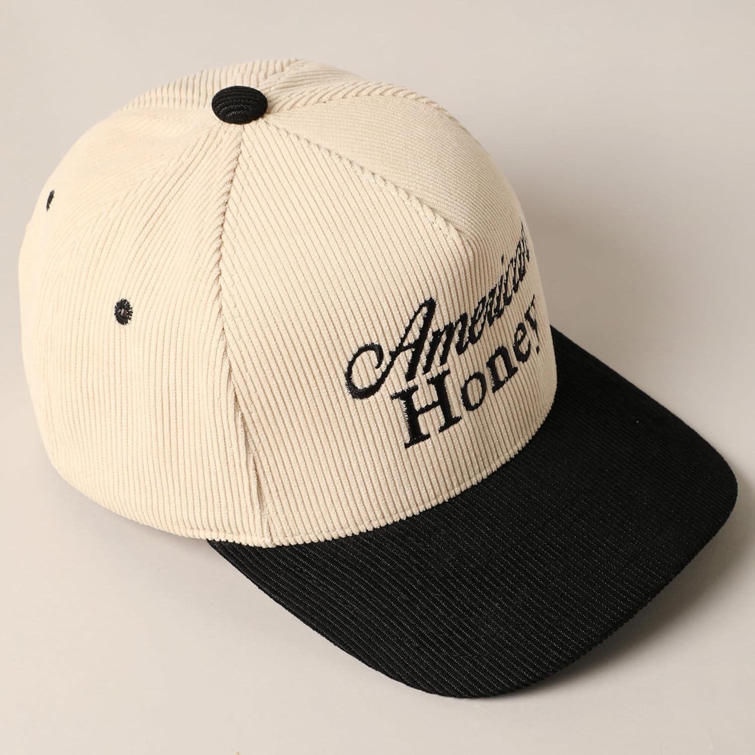 MIRMARU Vintage Novelty Embroidered Two-Tone Cotton Corduroy Trucker Baseball Cap for Men & Women - Image 2