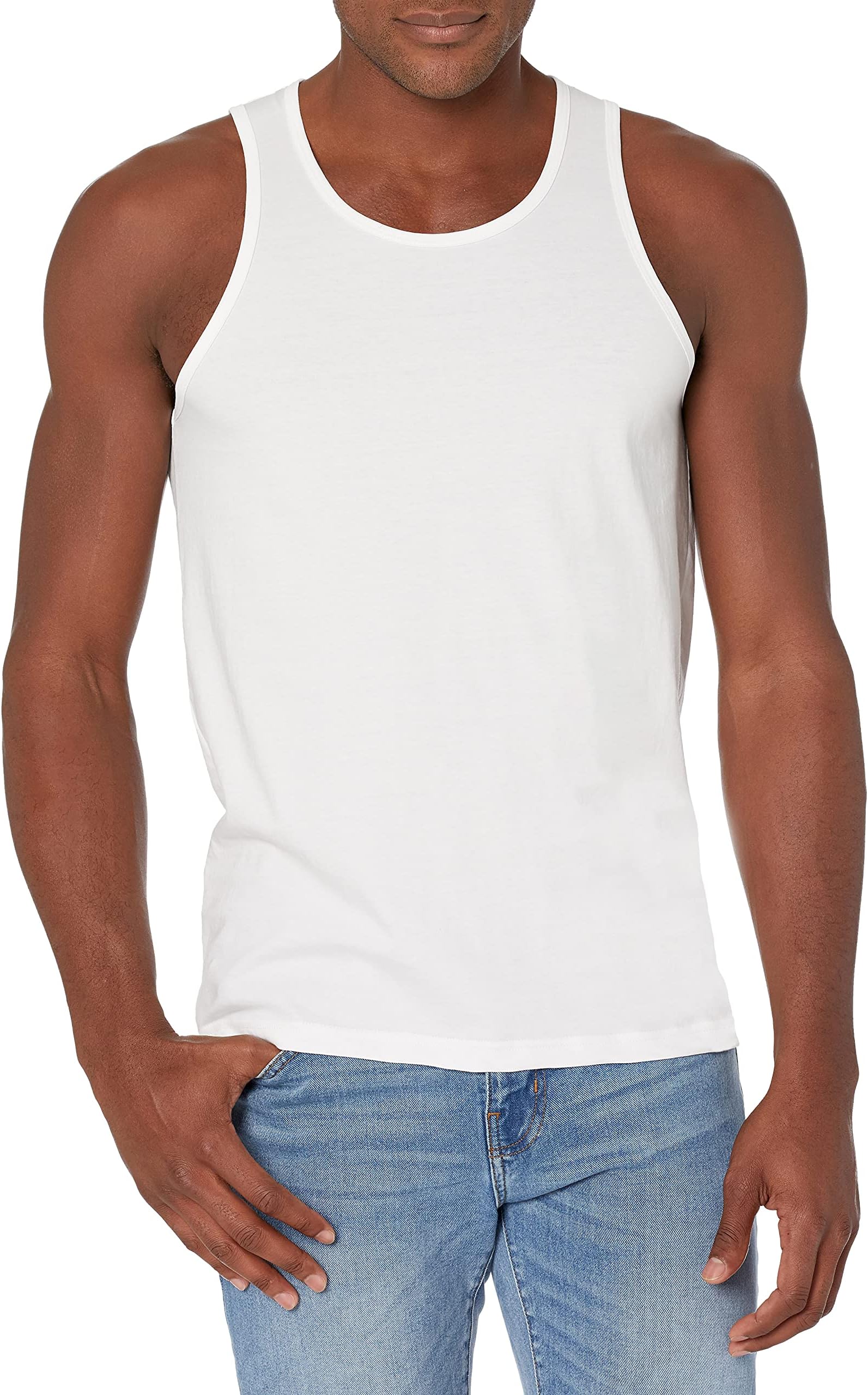 Men Crewneck Undershirts Soft 100% Cotton Tank Tops Pack of 3