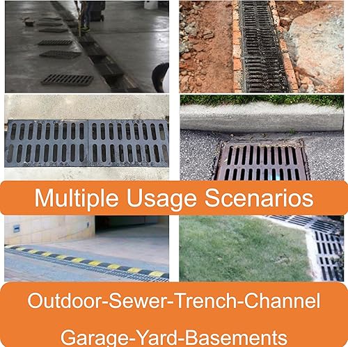 Miniatura 5 de DuuMuut Rejilla de drenaje de hierro fundido, cubierta de drenaje exterior de 17 x 4, rejilla de canal clase B125, rejilla de alcantarillado