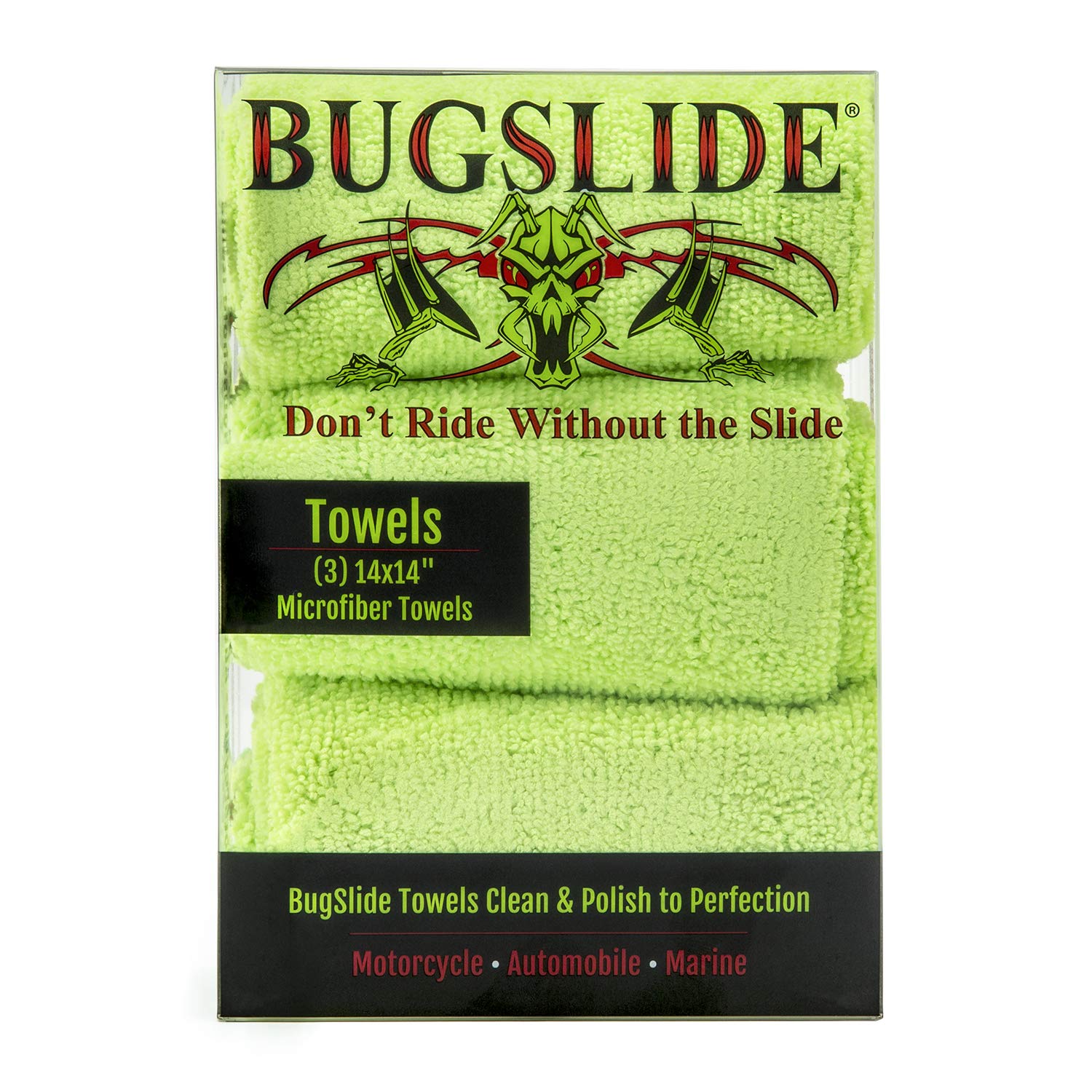 Bugslide 14x14 Original Microfiber Cloth | Easy Bug Removal with Polishing Cloth | 3 Pack