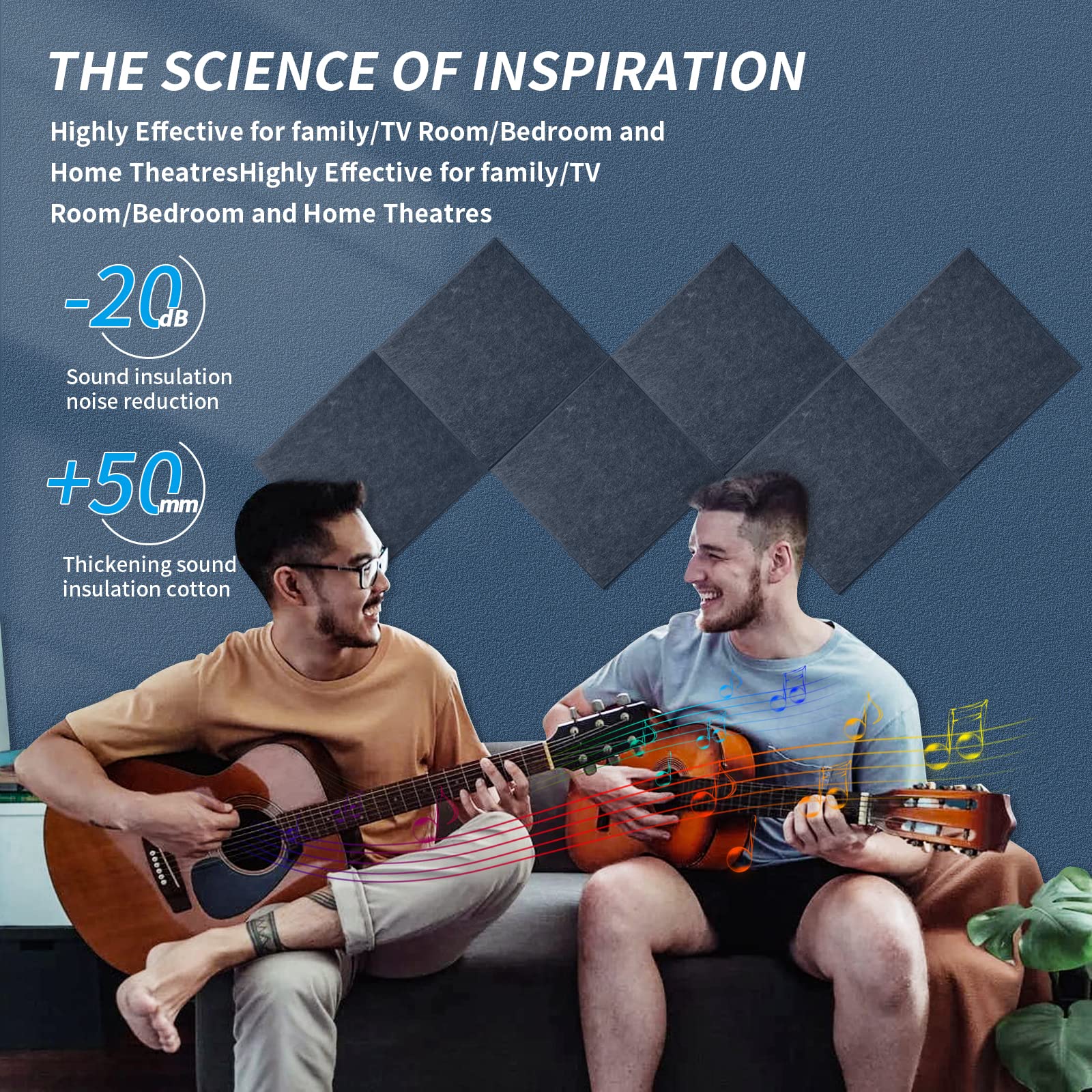 Pannelli Fonoassorbenti Autoadesivi 30x30cm - 12 Pezzi Per Insonorizzazione Pareti - Foto 8