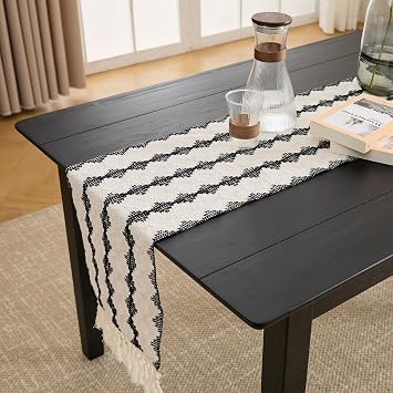Kmax Farmhouse Dining Table, 63 Inch Black Ktichen Table Rectangle Dining Table with Adjustable Leg Pad for 4-6 Rustic Table for Dining Room Kitchen Restaurant - Black Brush Top, Brush Leg