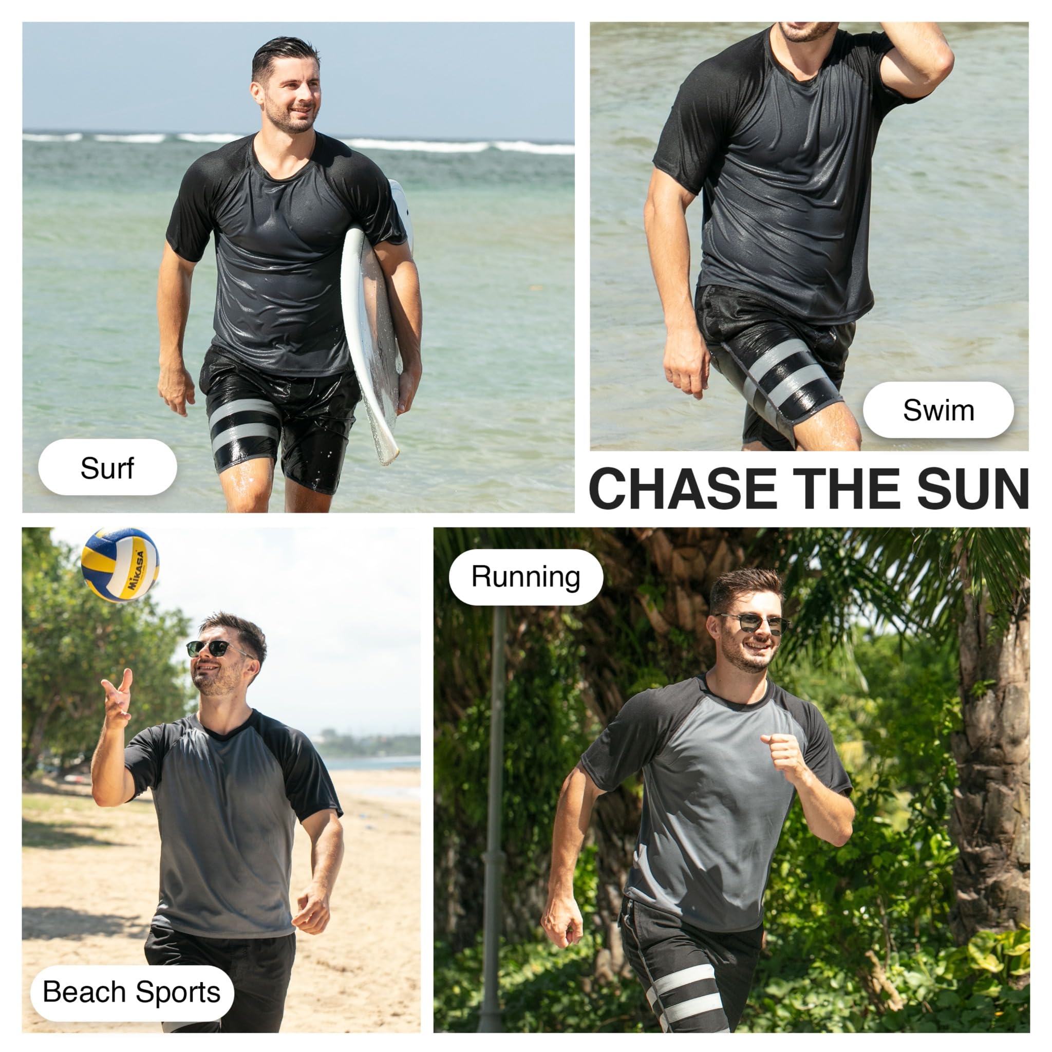 Kanu Surf Men's Contrast Rashguard UPF 50+ Swim Shirt