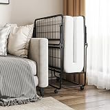 GIANTEX Lit Simple Pliable avec Matelas 90 x 190 cm, Mousse à mémoire de Forme et Cadre en métal, 4 Roues, Charge jusqu'à 220 kg, lit d'appoint Portable pour hôtel, Voyage - 5