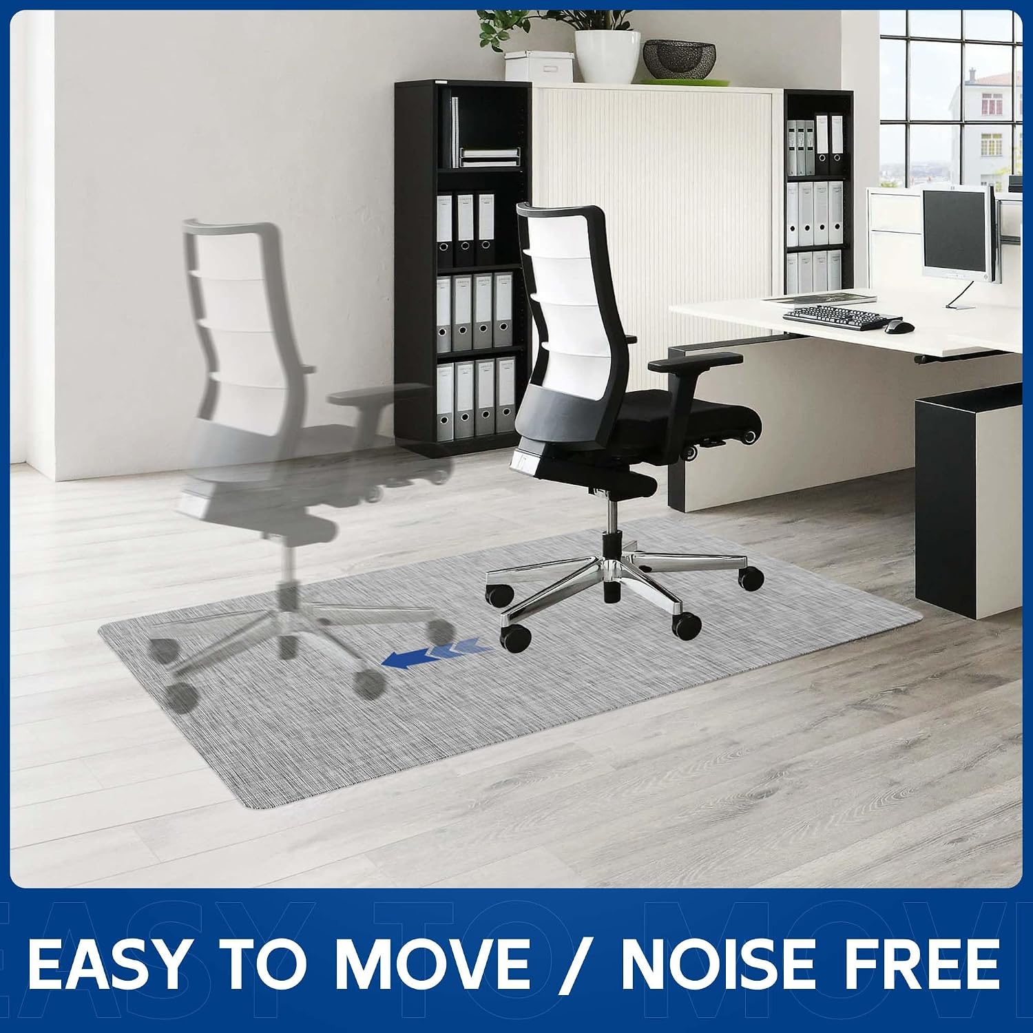 Office Chair Mat for Hardwood & Tile Floor, 36" x 48" Anti-Slip Desk Chair Mat, Easy Glide Floor Protector for Rolling Chairs, Floor Mat for Office Chair for Home Office (Light Grey)
