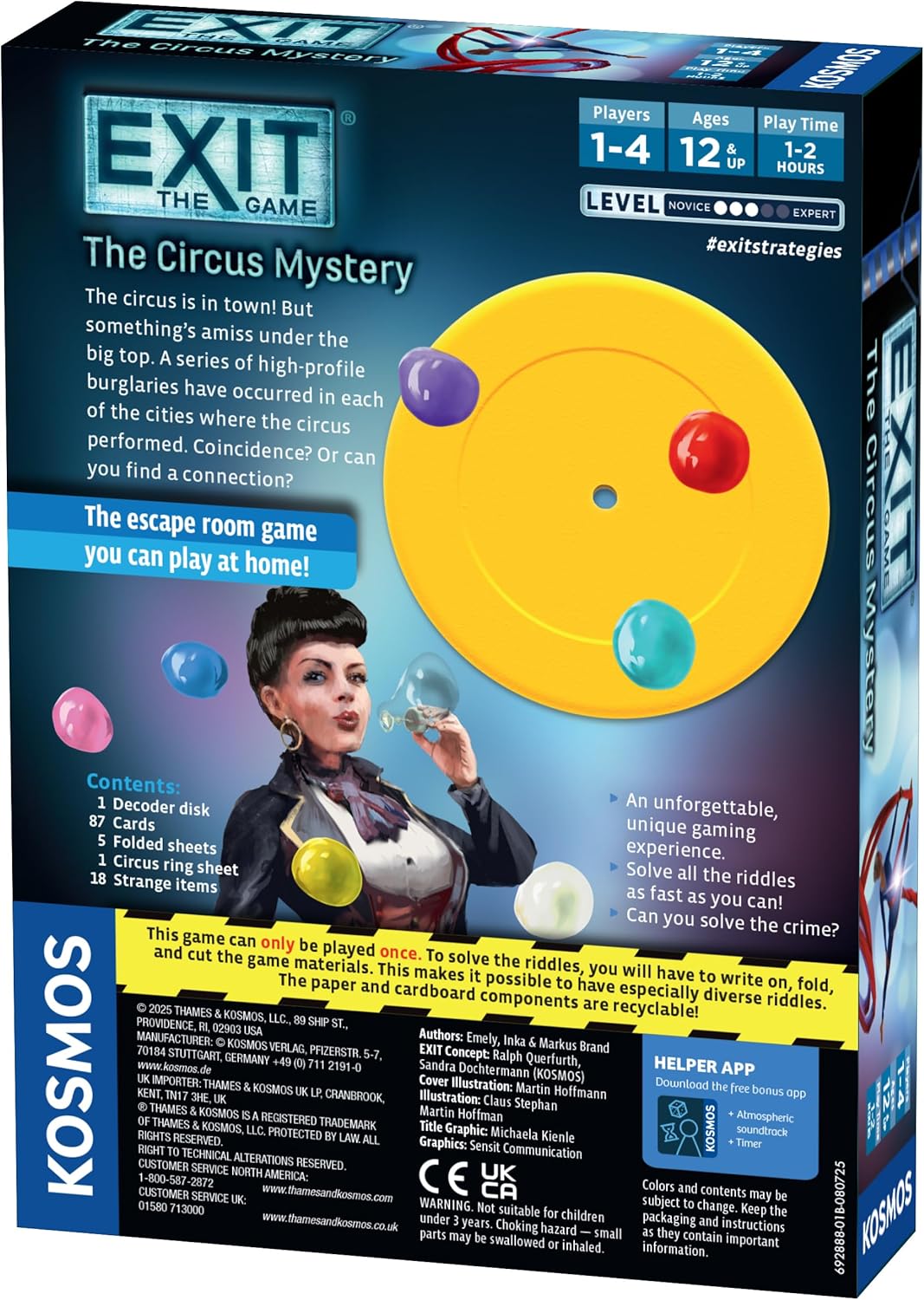 EXIT: The Circus Mystery | Interactive, Cooperative Escape Room Game, 1-4 Players, Puzzle and Crime Solving, Carnival, Age 12+, Kids and Adults, by Kosmos
