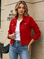 Jaqueta jeans feminina cropped – Jaqueta de caminhoneiro de manga comprida com botões e bolsos no peito