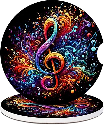 Miniatura 10 de Paquete de 2 posavasos para automóvil, posavasos abstractos de cerámica absorbente de bosque de montaña, posavasos para portavasos de automóvil,