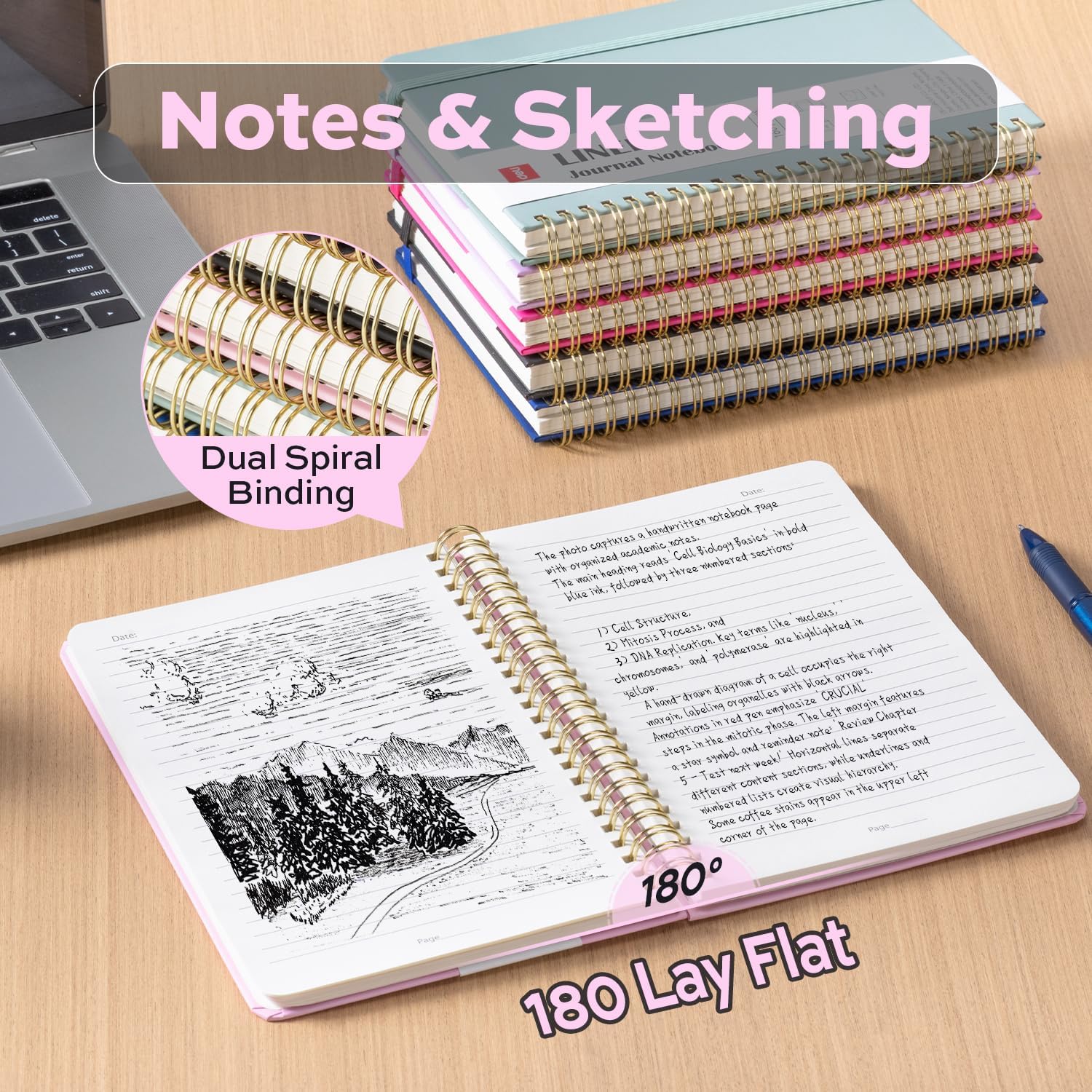 deli 6-Pack Lined Spiral Journal Notebook, 160 Pages, A5 (5.5"x8") Hardcover Writing Notebook, College Ruled Spiral Bound Journal for Women & Men - Perfect for Work, School, Office & Note Taking