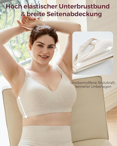 Momcozy Still-BH Große Brüste, Baumwoll-BH ohne Bügel mit Fester Polsterung, vollflächige Passform, verstellbar - 3